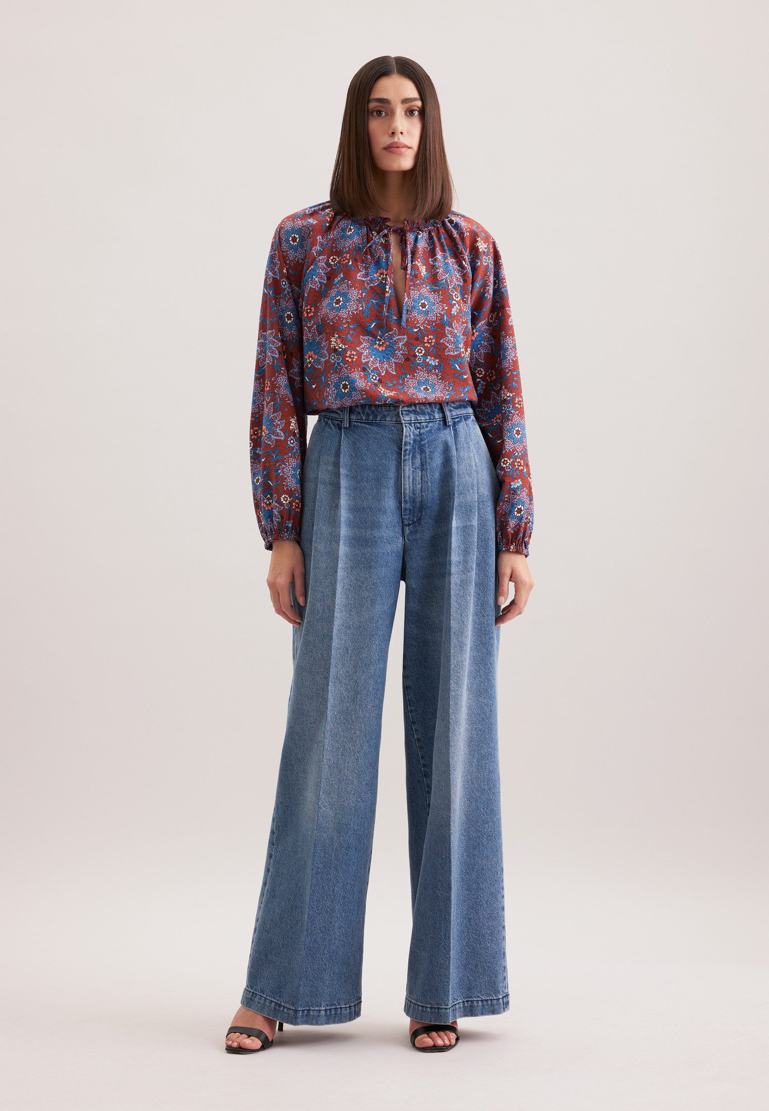 seidensticker Klassieke blouse Zwarte roos Tuniek print