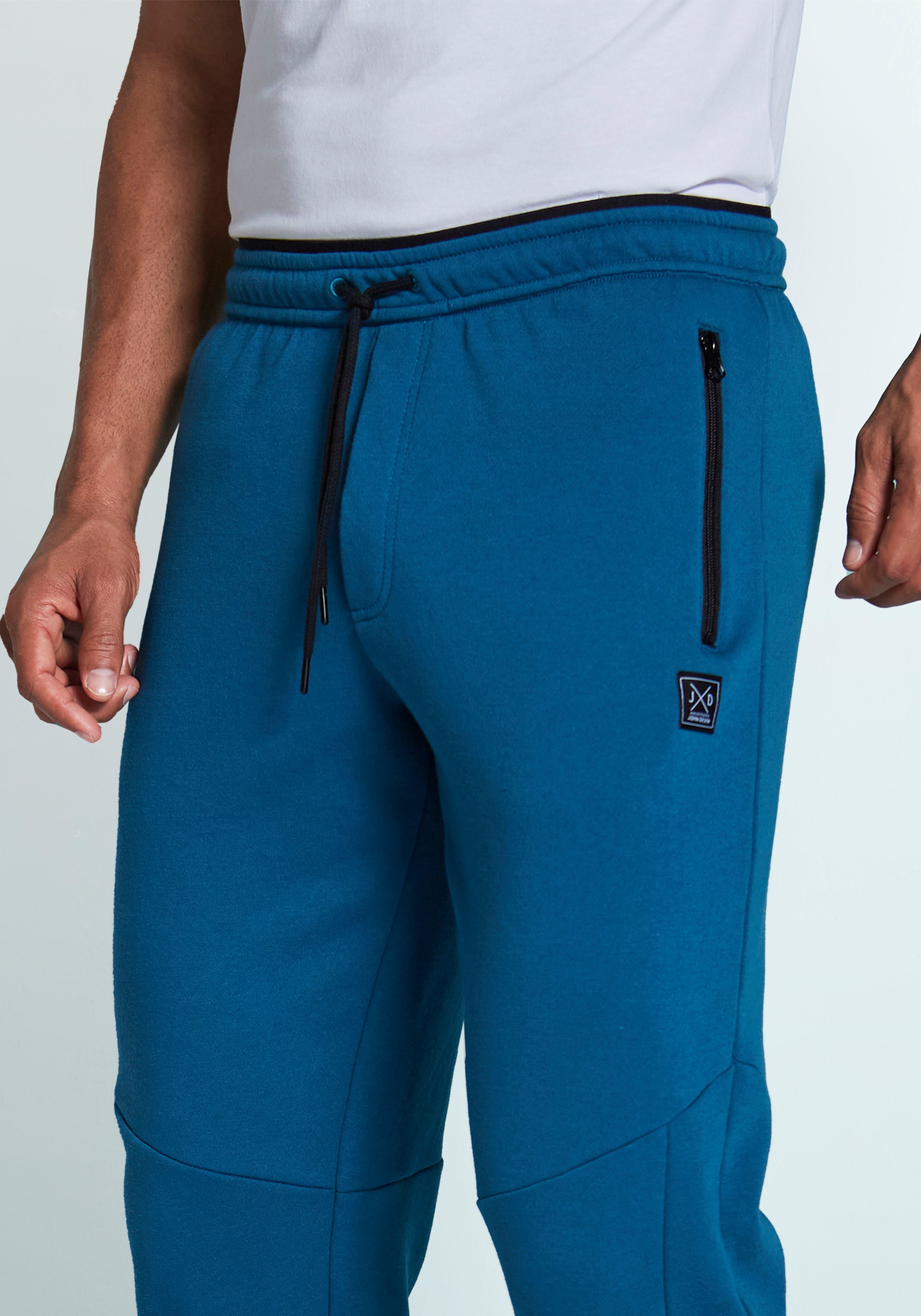 John Devin Sweatbroek Joggingbroek met zijzakken en bindband van katoenmix