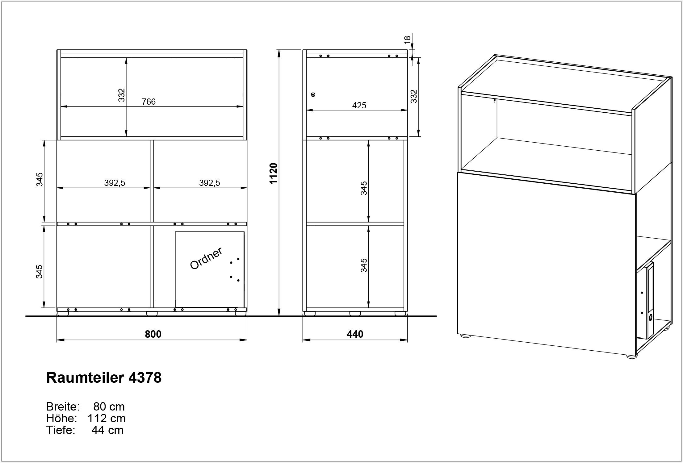 GERMANIA Kantoormeubelset Milaan incl. bureau, kastje op wieltjes, roomdivider en dressoir (4-delig)