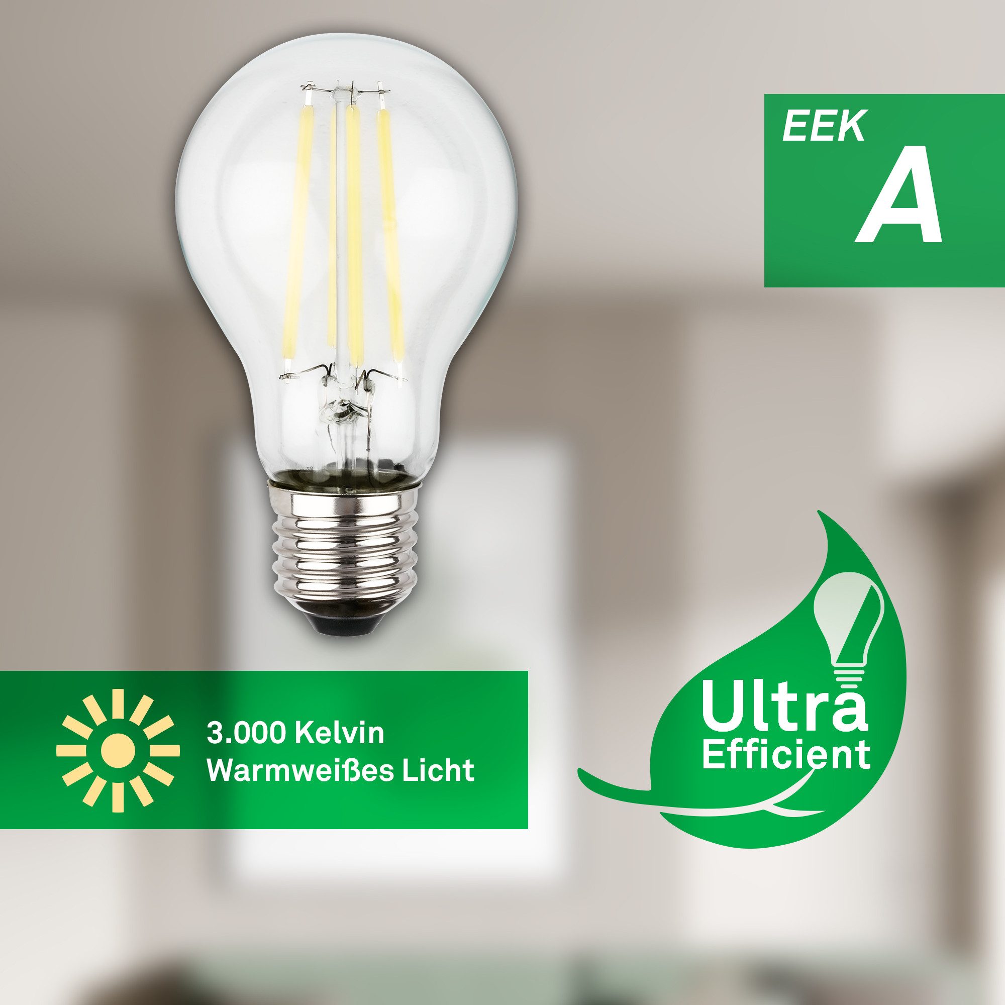 Briloner Leuchten Led-verlichting Ultra-efficiënte A60 lichtbron EEK A, 2-pack, E27