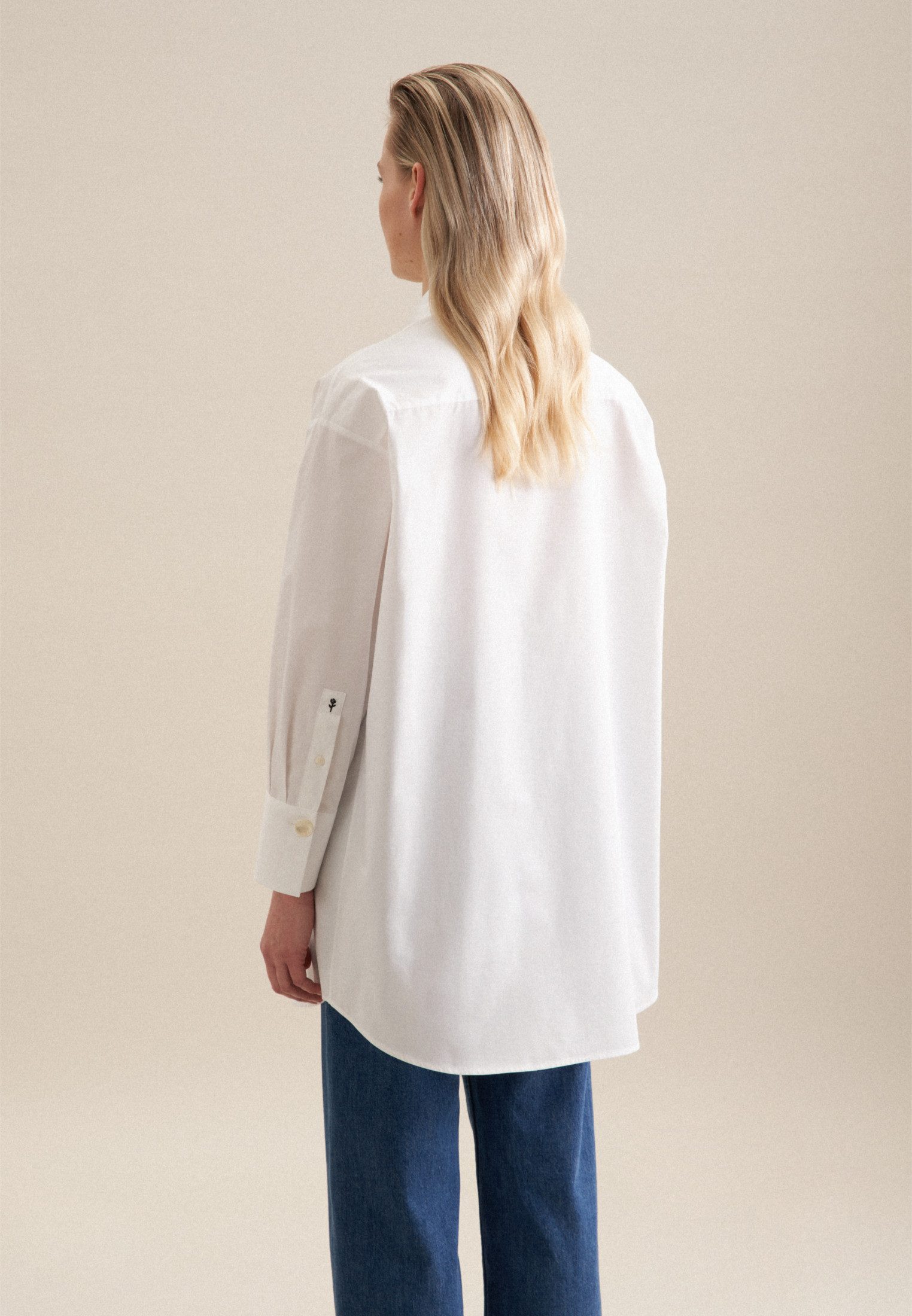 seidensticker Overhemdblouse Zwarte roos Lange mouwen kraag uni