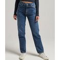 superdry straight jeans vintage jeans van biokatoen met hoge band blauw