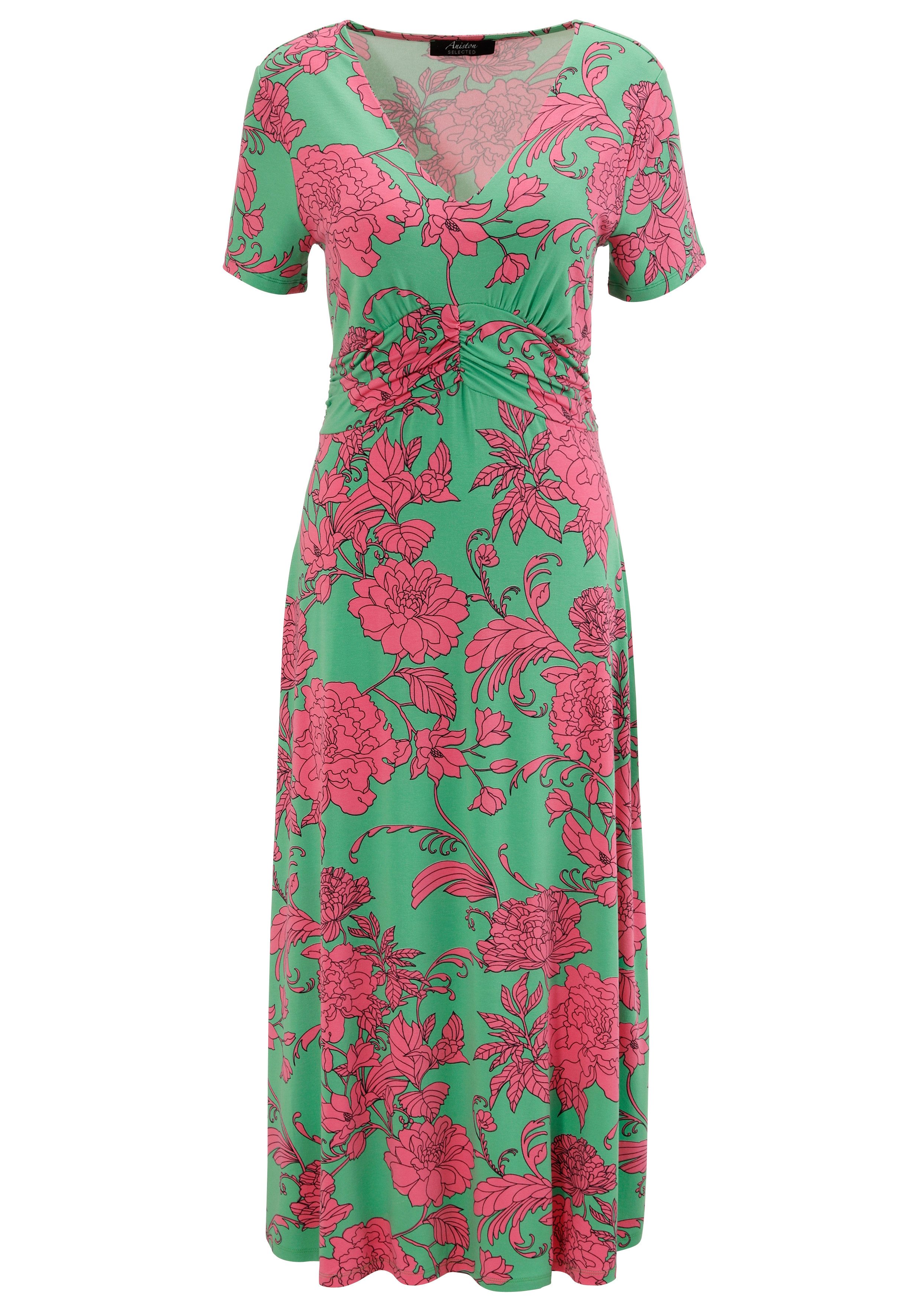 Aniston SELECTED Zomerjurk met abstracte bloemen- en bladerenprint - nieuwe collectie