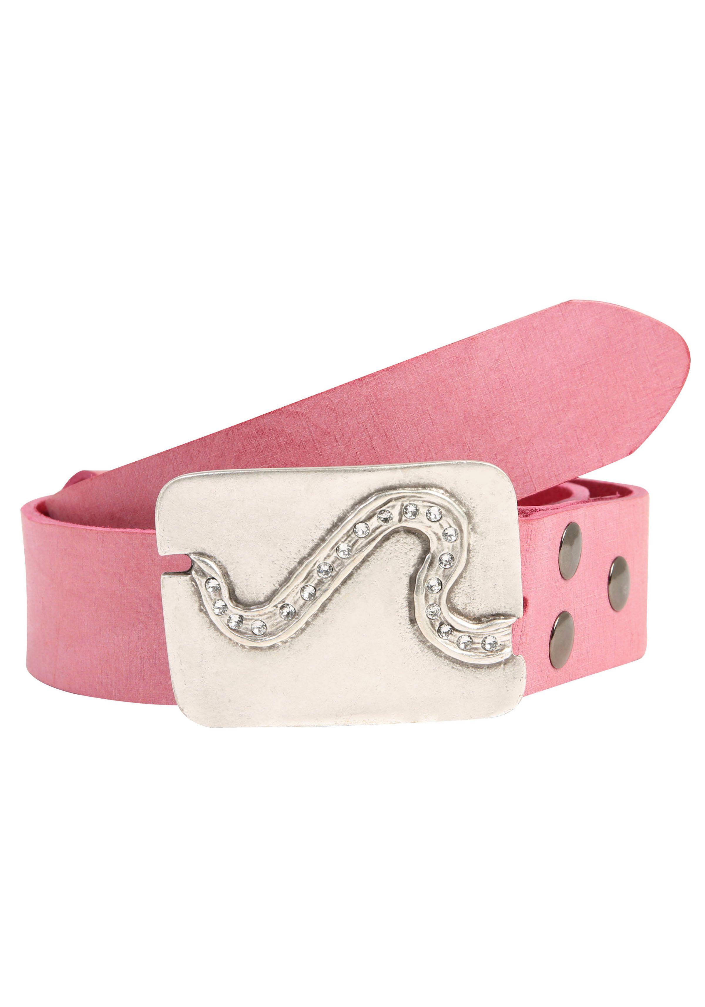 RETTUNGSRING by showroom 019° Leren riem met verwisselbare sluiting "pad met swarovski-kristallen"