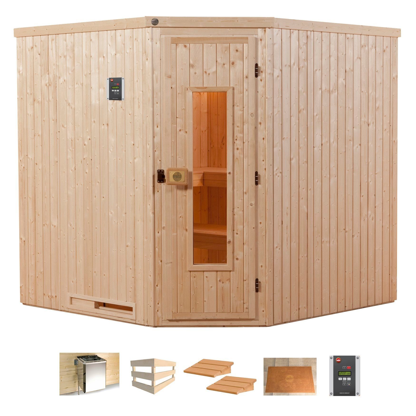 weka Sauna Varberg 3 7,5 kw bio-kachel met externe bediening sauna's beige