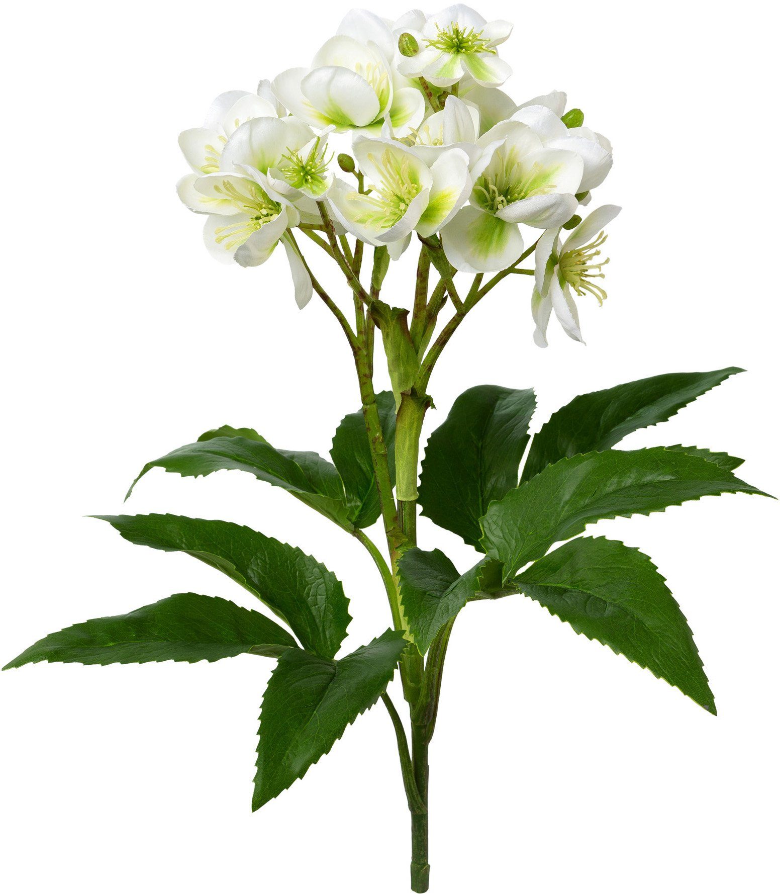 Creativ green Winterse kunstplant Kerst versiering weelderige bloemen- en bladwerk, 2-delige set (2 stuks)