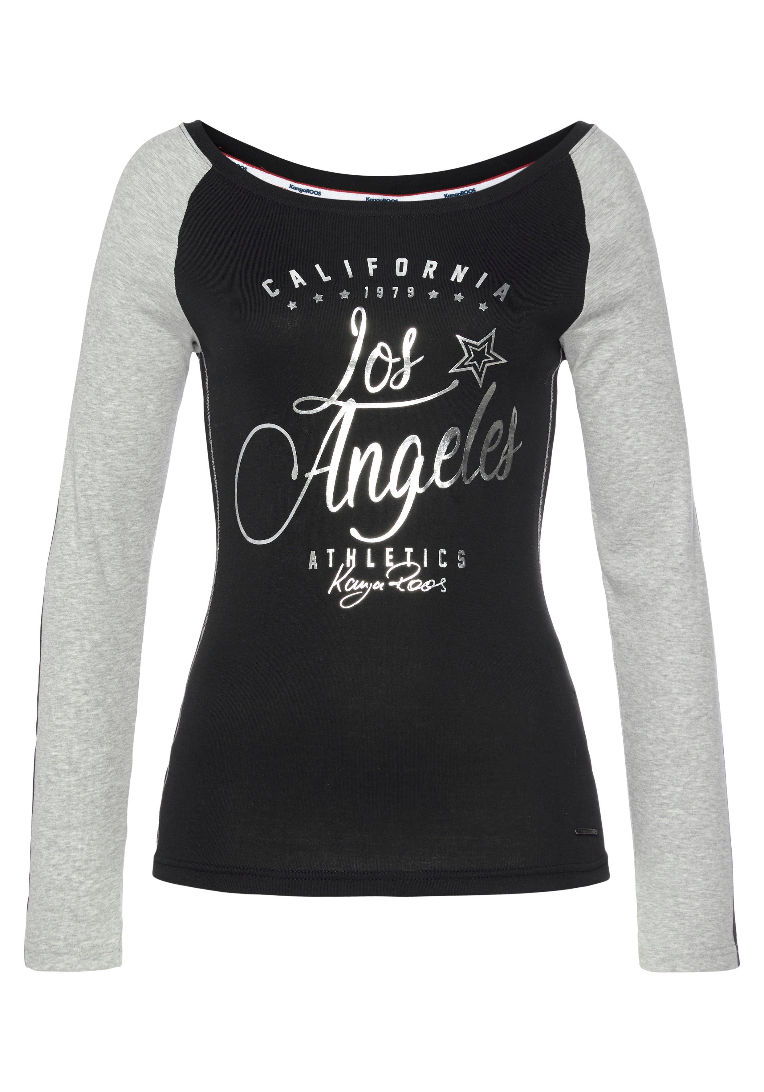 KangaROOS Longsleeve Lange mouwen, zeer figuurvolgende pasvorm, met glanzende metallic-print