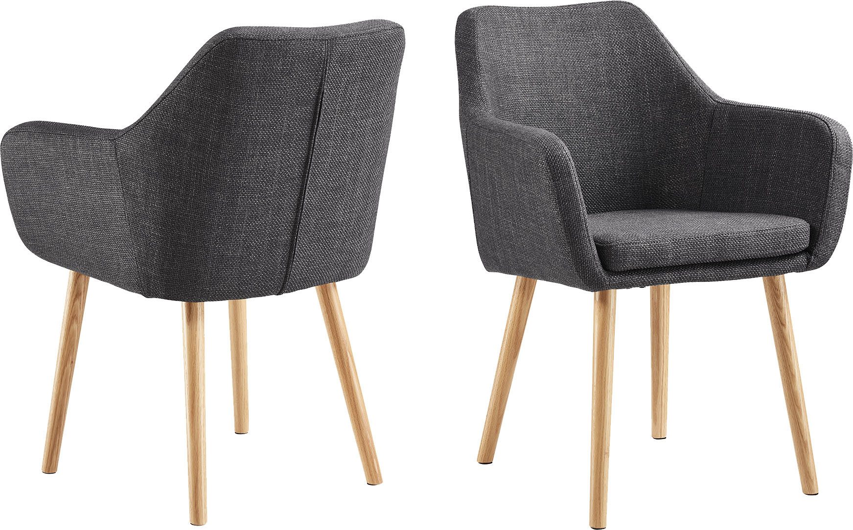 SalesFever Stoel met armleuningen Stoelpoten van massief eikenhout 4 poot stoelen grijs