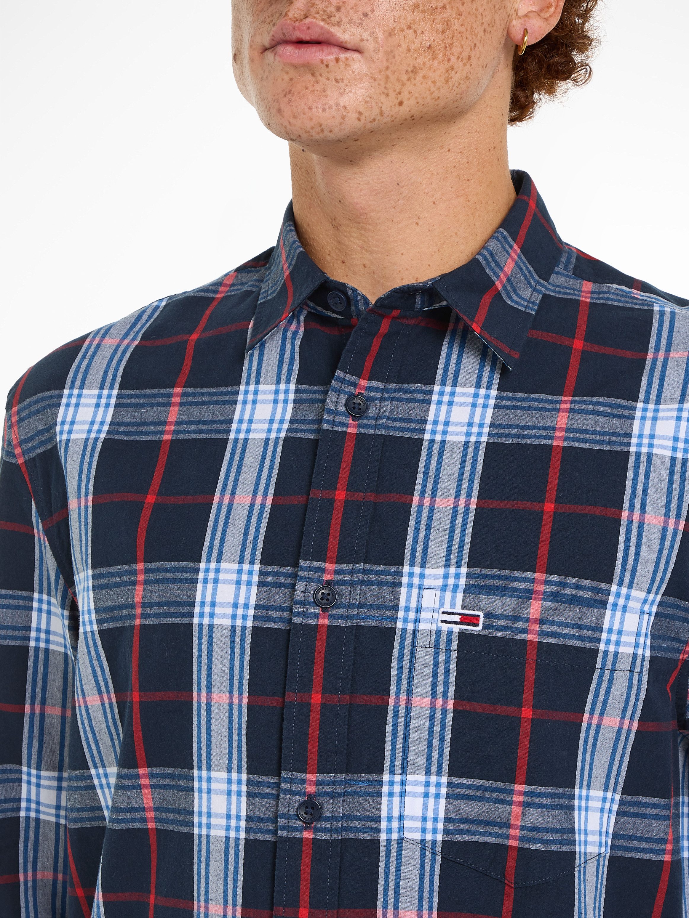 TOMMY JEANS Overhemd met lange mouwen TJM REG POPLIN CHECK SHIRT
