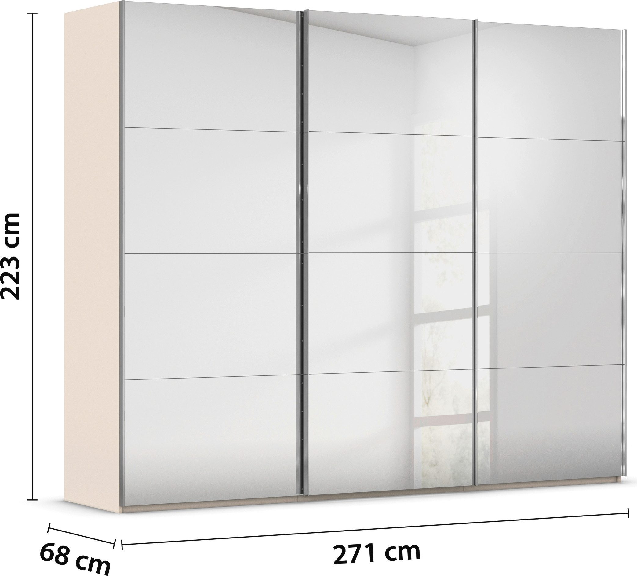 rauch Schuifdeurkast Kledingkast Kast Garderobe Slaapkamerkast SCALE-FYRA edel vierdelige deuren, spiegelfront en veel kleuren made in germany