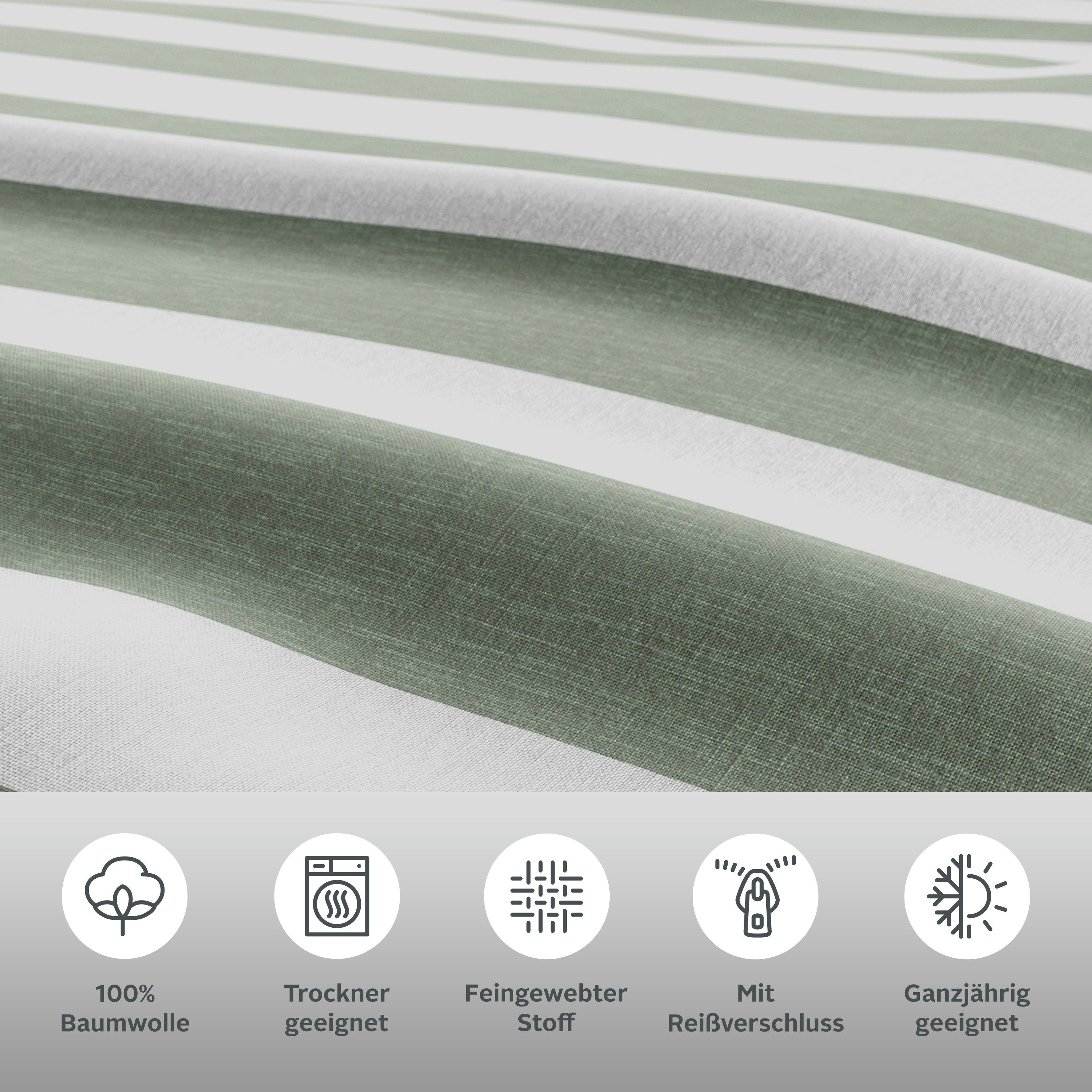 OTTO products Tweezijdig te gebruiken overtrekset Bigstripe 100% biokatoen gots-gecertificeerd, streepdesign in mêlee-look (2-delig)