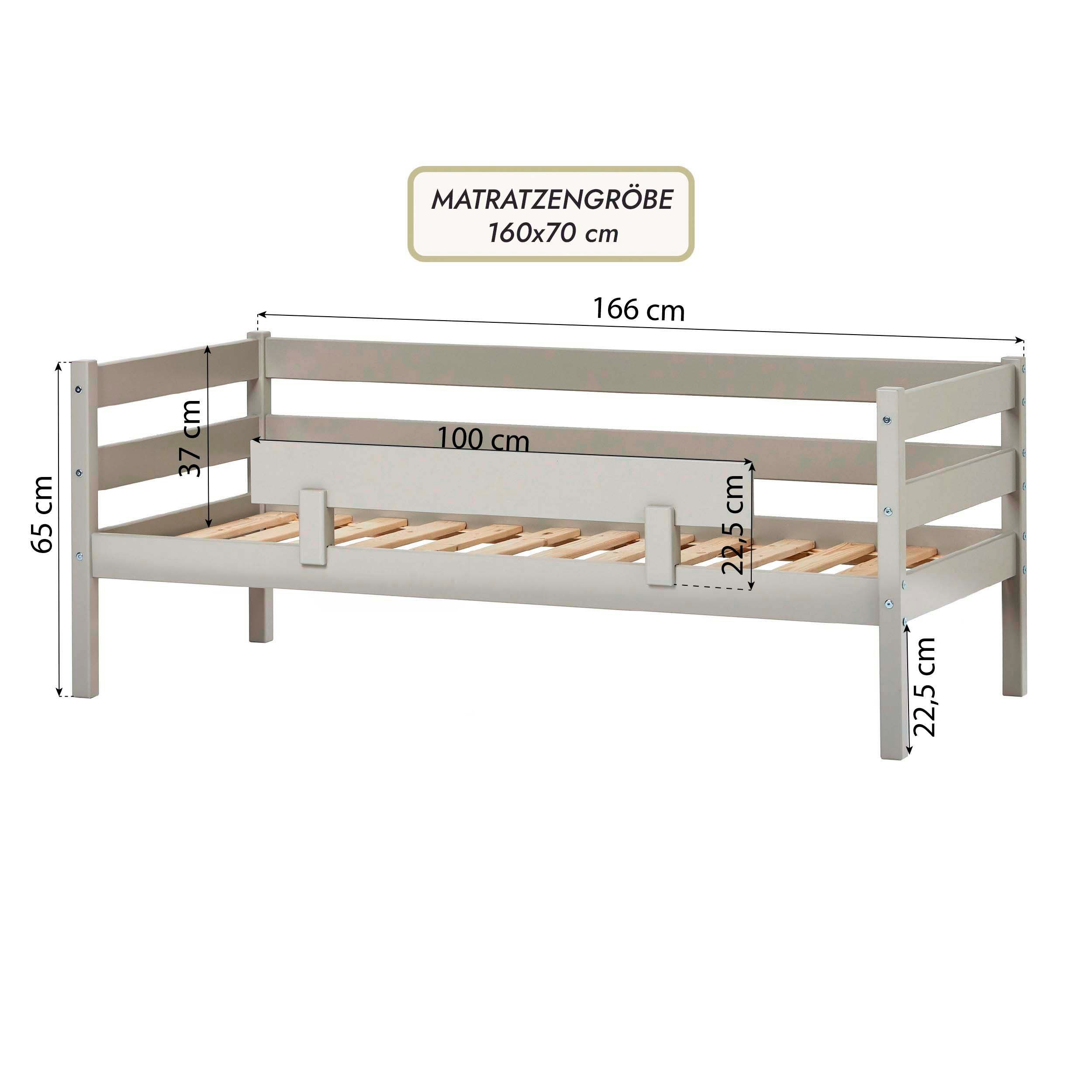 Hoppekids 1-persoonsledikant ECO Comfort kinderbed, massief grenenhout, tienerbed inclusief lattenbodem (set)