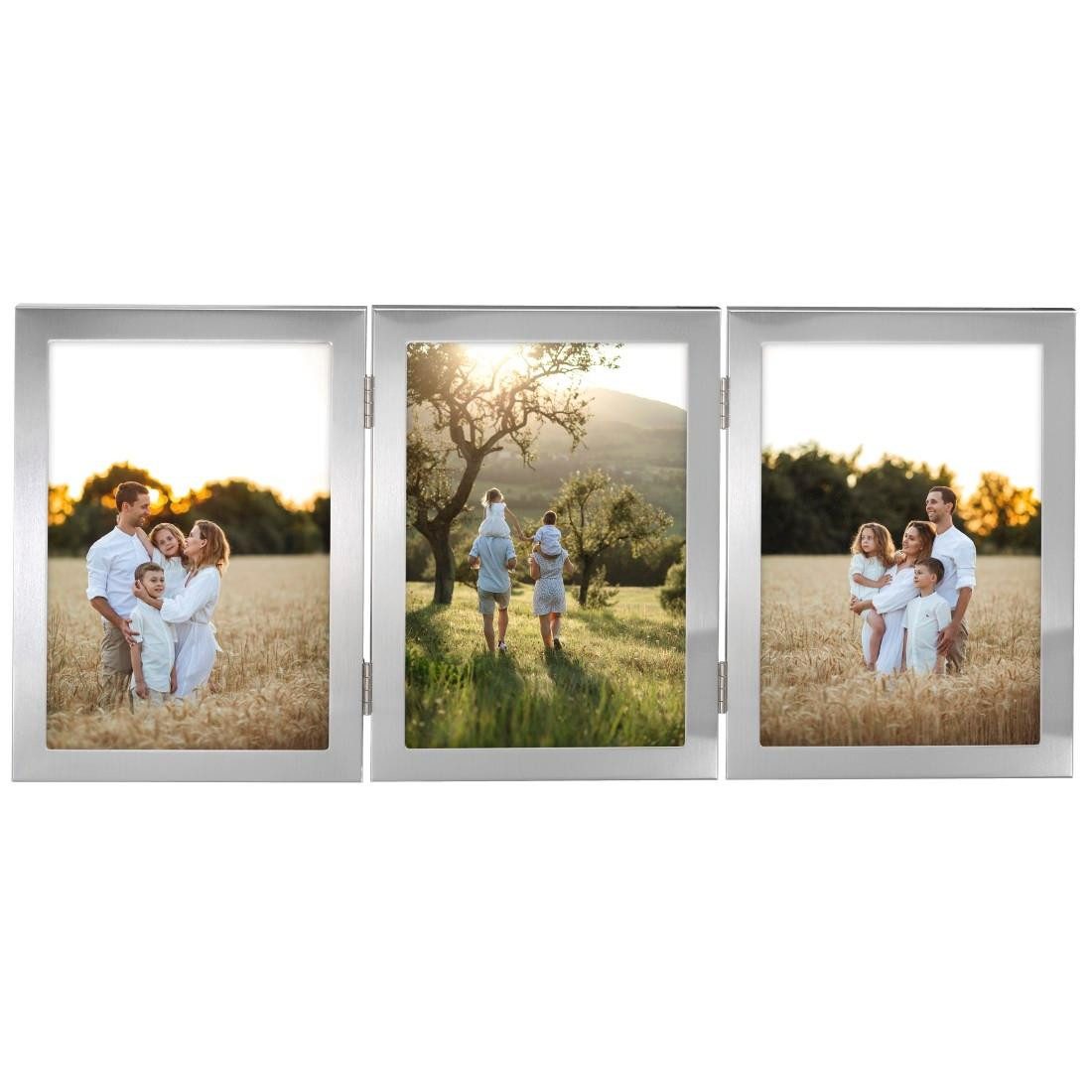 Hama Fotolijstje Fotolijst 10x15 cm voor 3 foto's, om op te hangen en te plaatsen, zilverkleur (1 stuk)