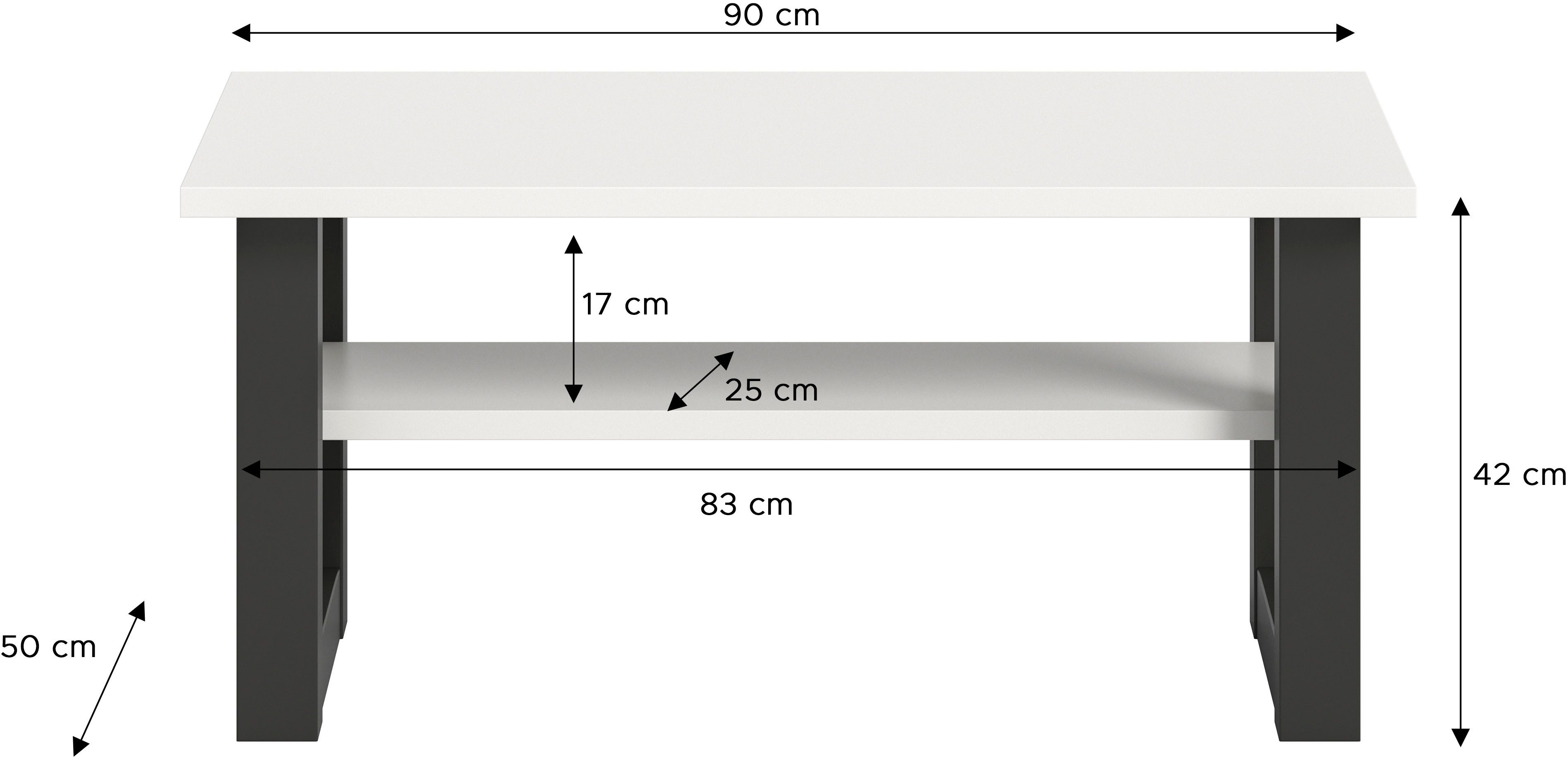 INOSIGN Salontafel Rail, breedte 90 cm, met onderblad, inclusief sledeframe