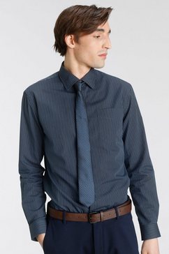 man's world city business businessoverhemd met bijpassende stropdas, kentkraag, borstzak (set, 2-delig, met een stropdas) grijs
