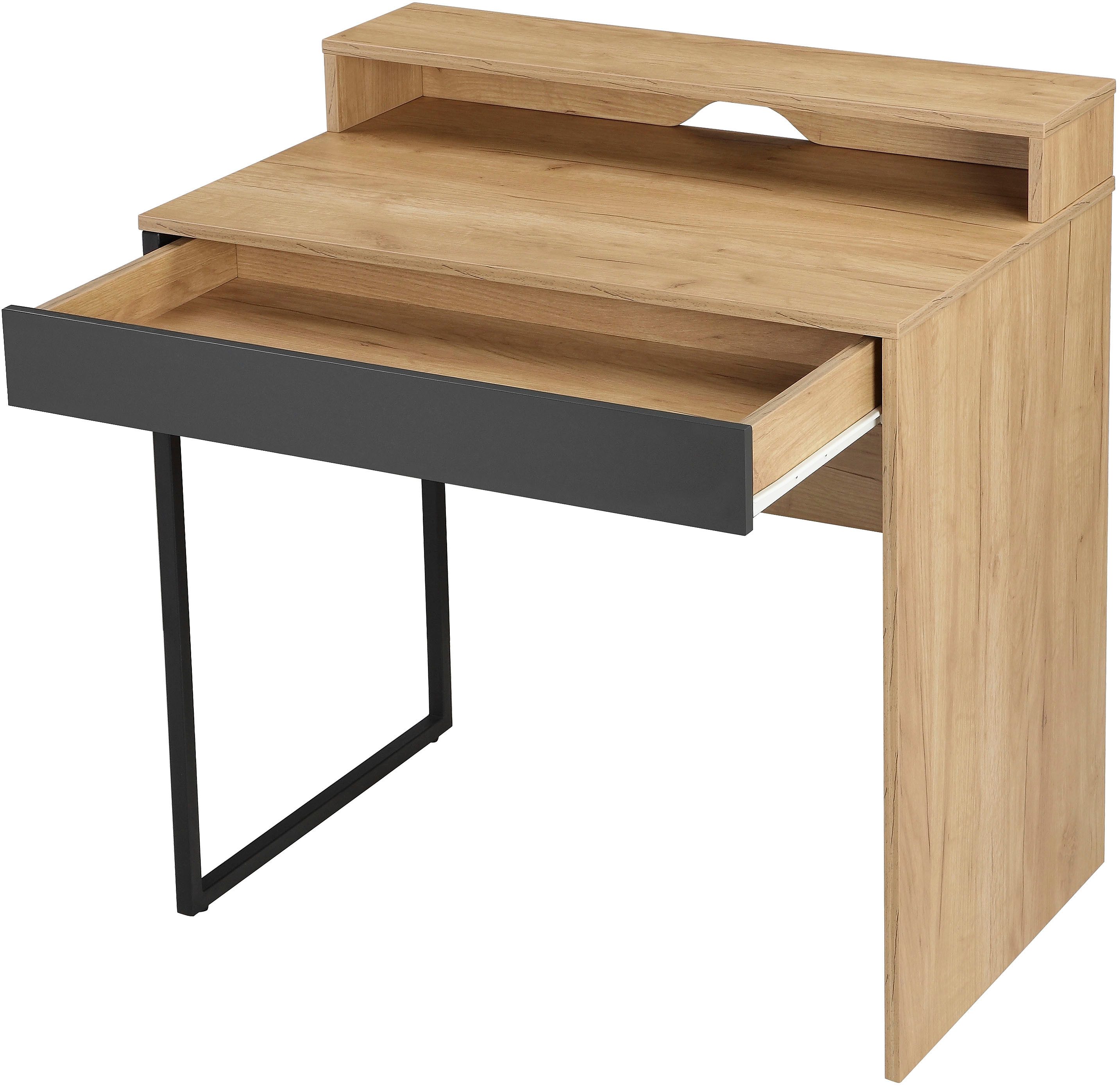 Places of Style Bureau Moid, computertafel in modern design Breedte 80 cm, met lade, kabeldoorvoer & metalen voet