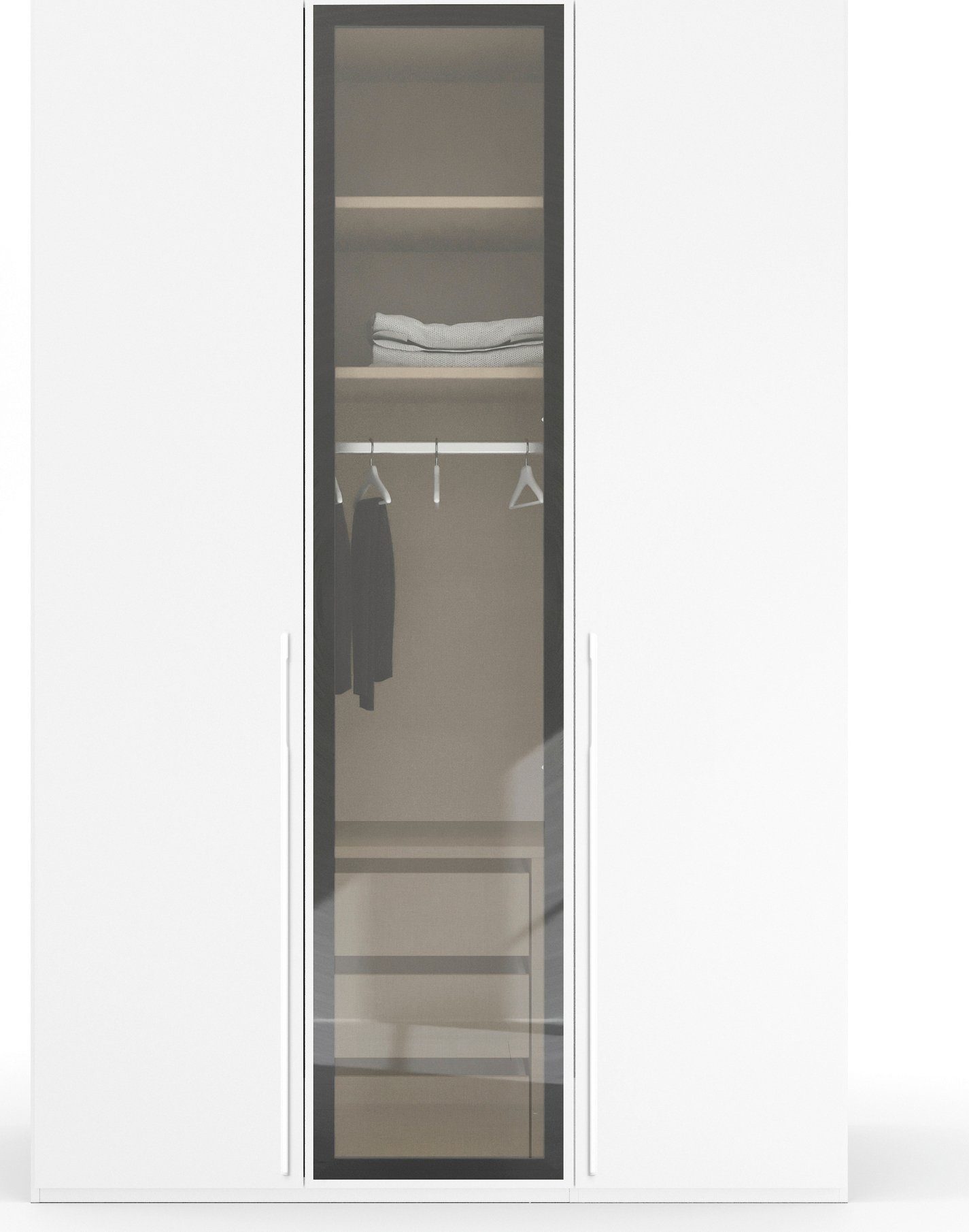 rauch Draaideurkast Kledingkast kast garderobe SKAT SHINE met hoogwaardige, transparant grijs glas inclusief uitgebreid toebehoren made in germany
