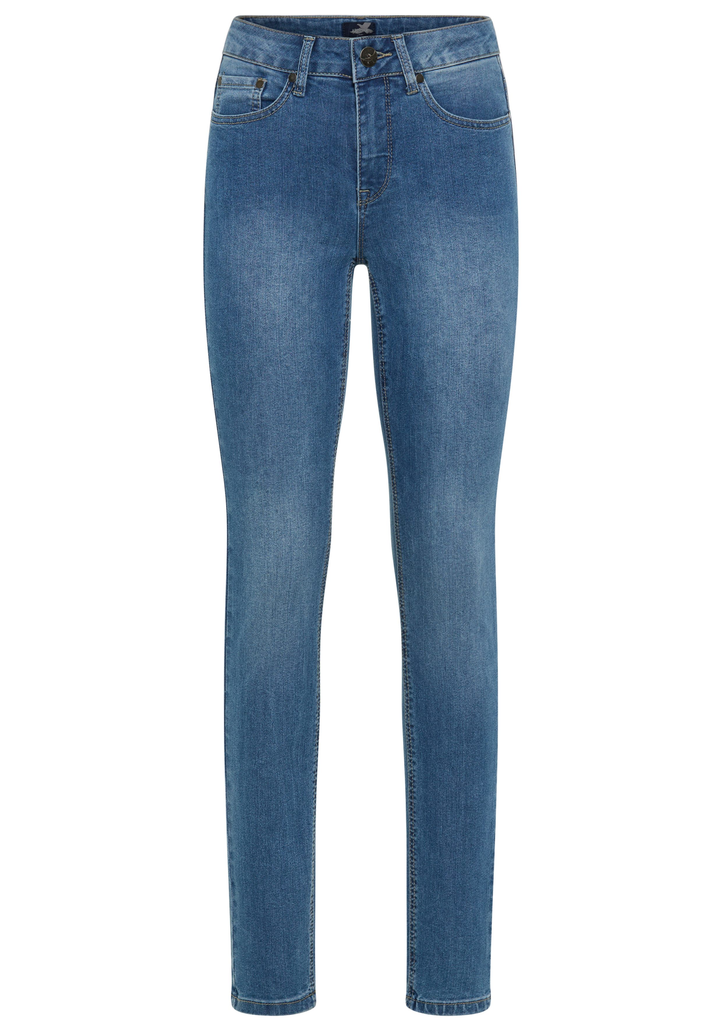 Arizona Slim fit jeans Shaping strakke pasvorm, skinny jeans, used-look-wassing, hoge taille