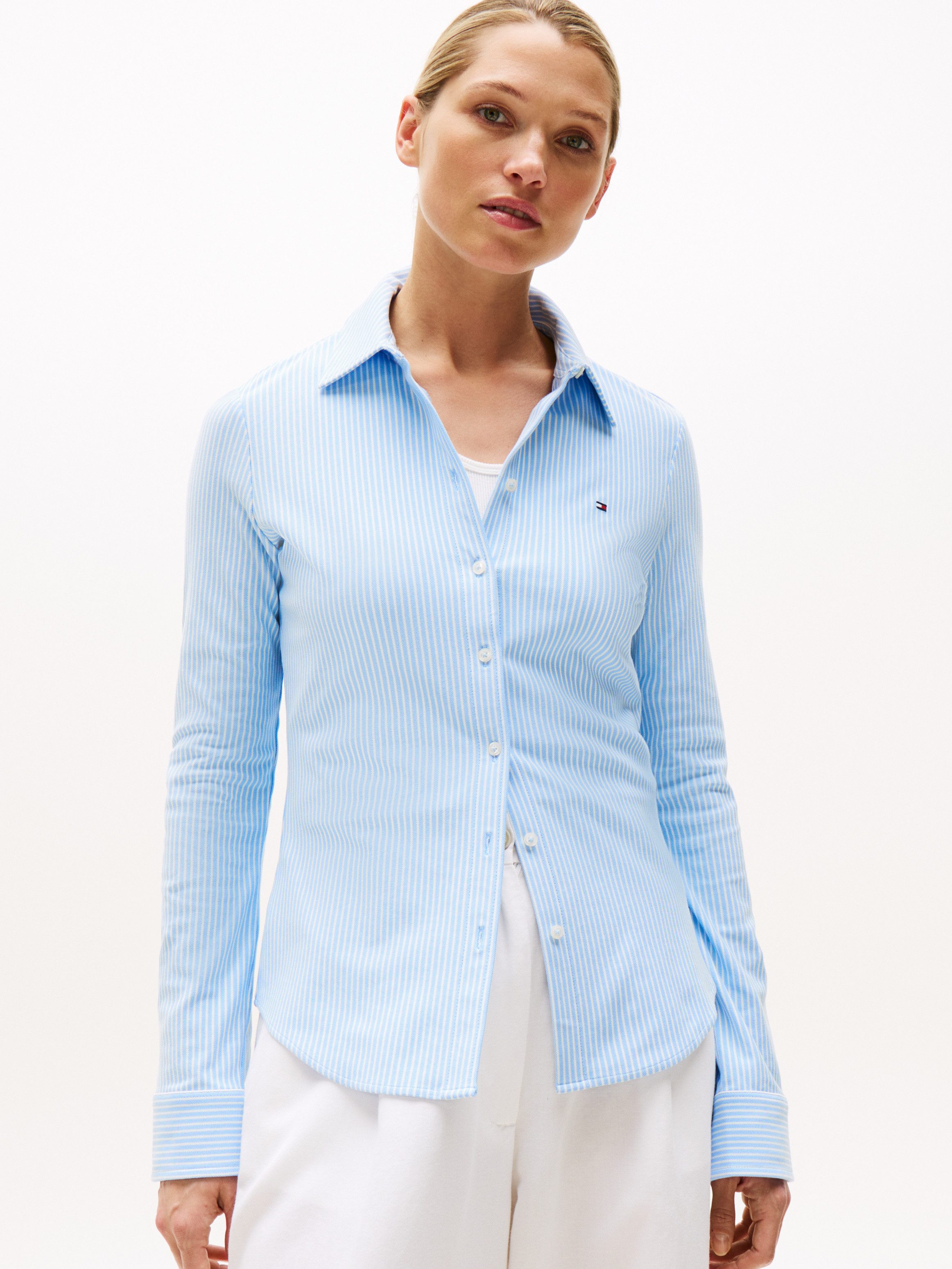 Tommy Hilfiger Poloshirt 1985 SLIM PIQUE BTN DOWN LS met polokraag en label