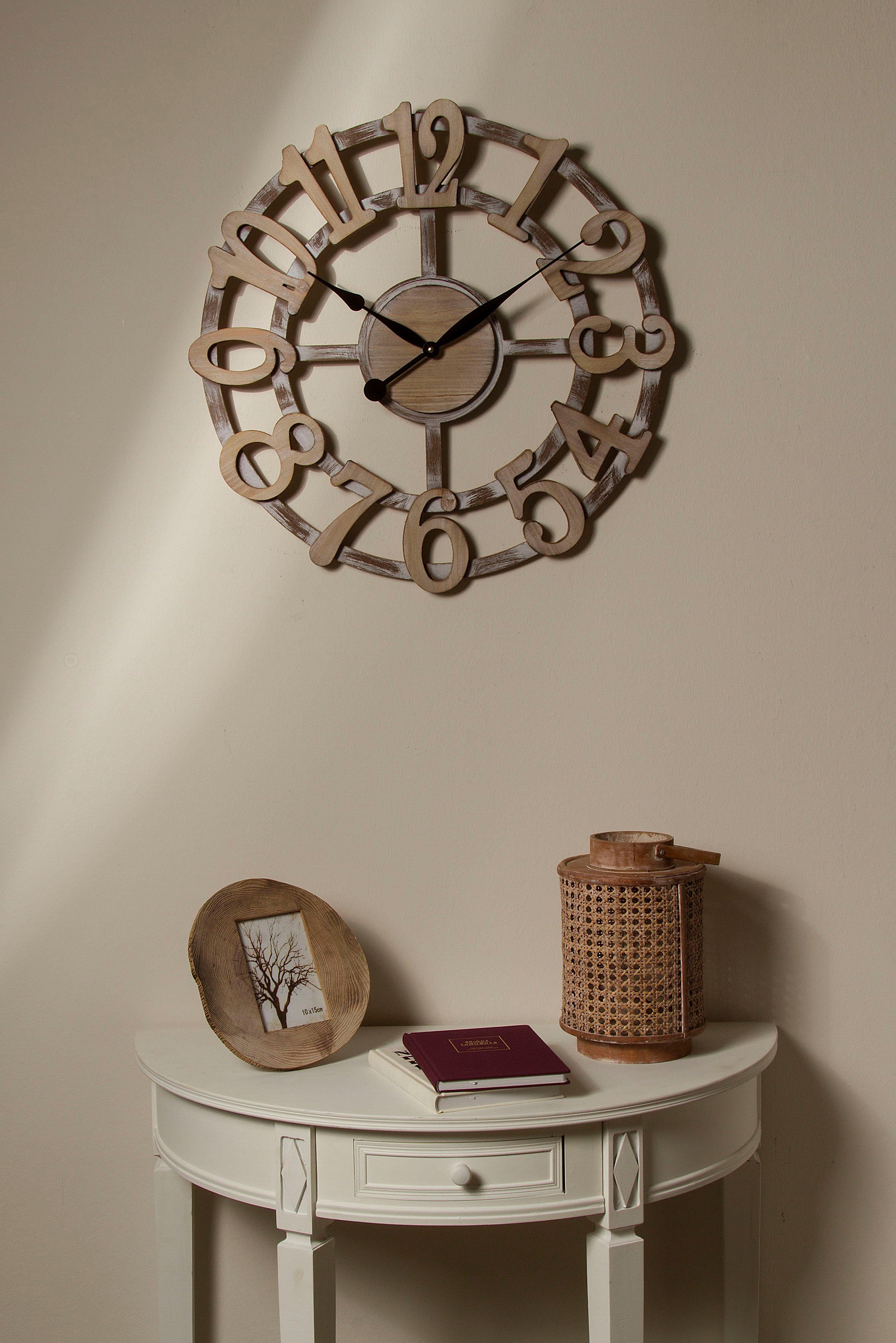 Myflair Möbel & Accessoires Wandklok - Natur - XXL, rond, ø 60 cm, decoratief in keuken & woonkamer (1-delig)