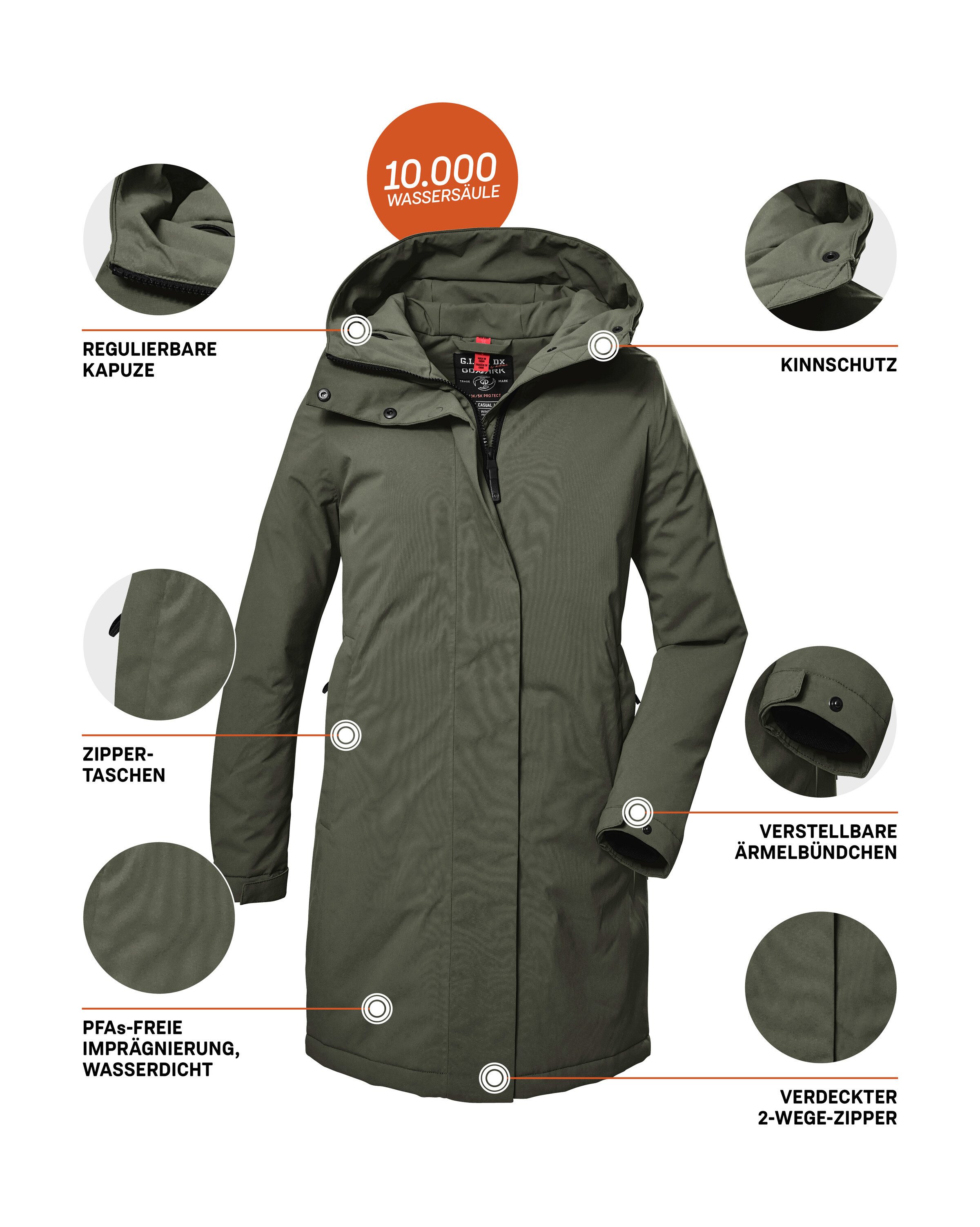 G.I.G.A. DX by killtec Parka GW 73 WMN PRK Waterdichte ademende damesparka duurzaam geïmpregneerd