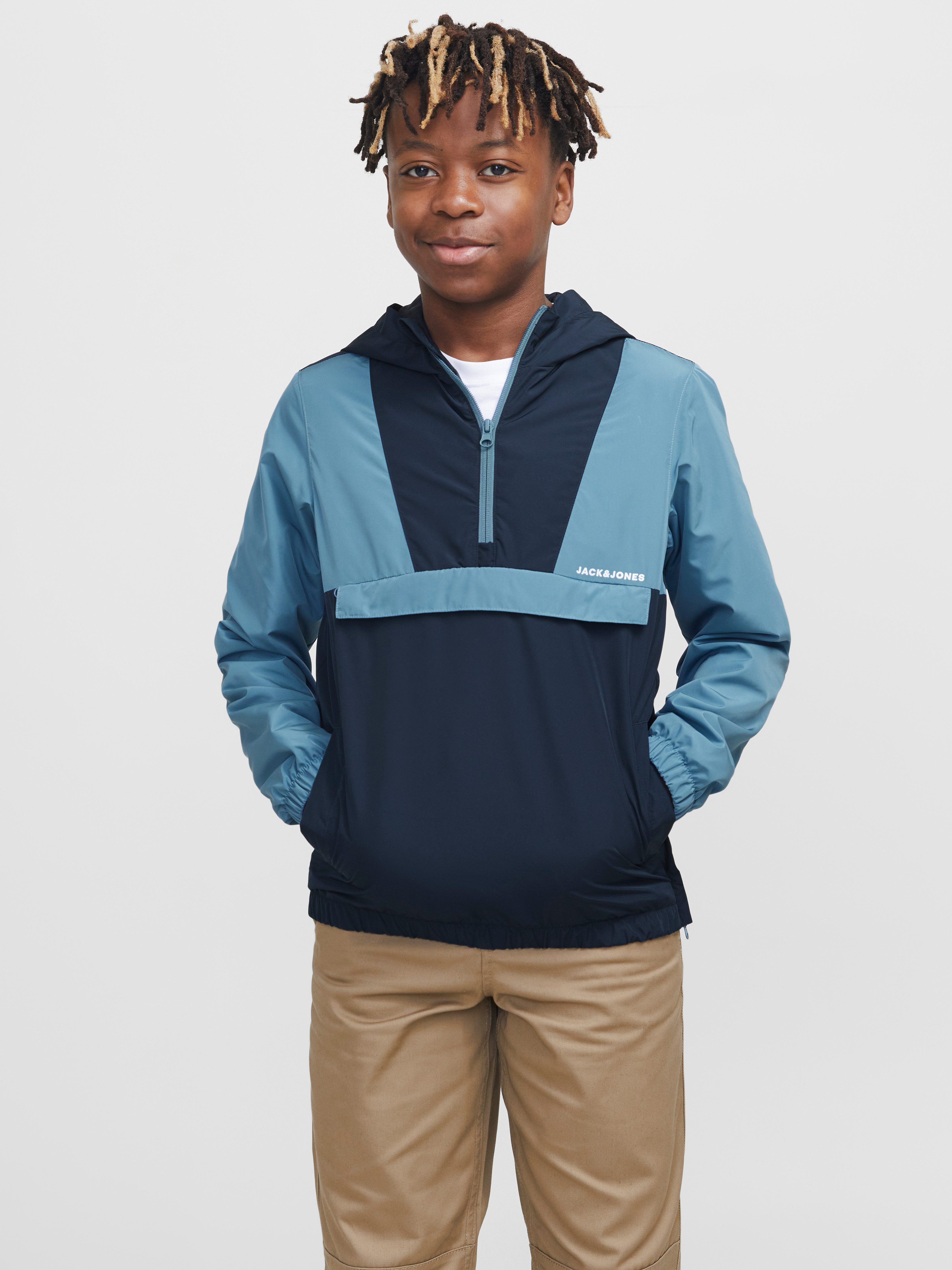 Jack & Jones Junior Windbreaker JJWINDBREAKER PACKABLE ANORAK JNR jongens trainingsjacks maat 164 blauw
