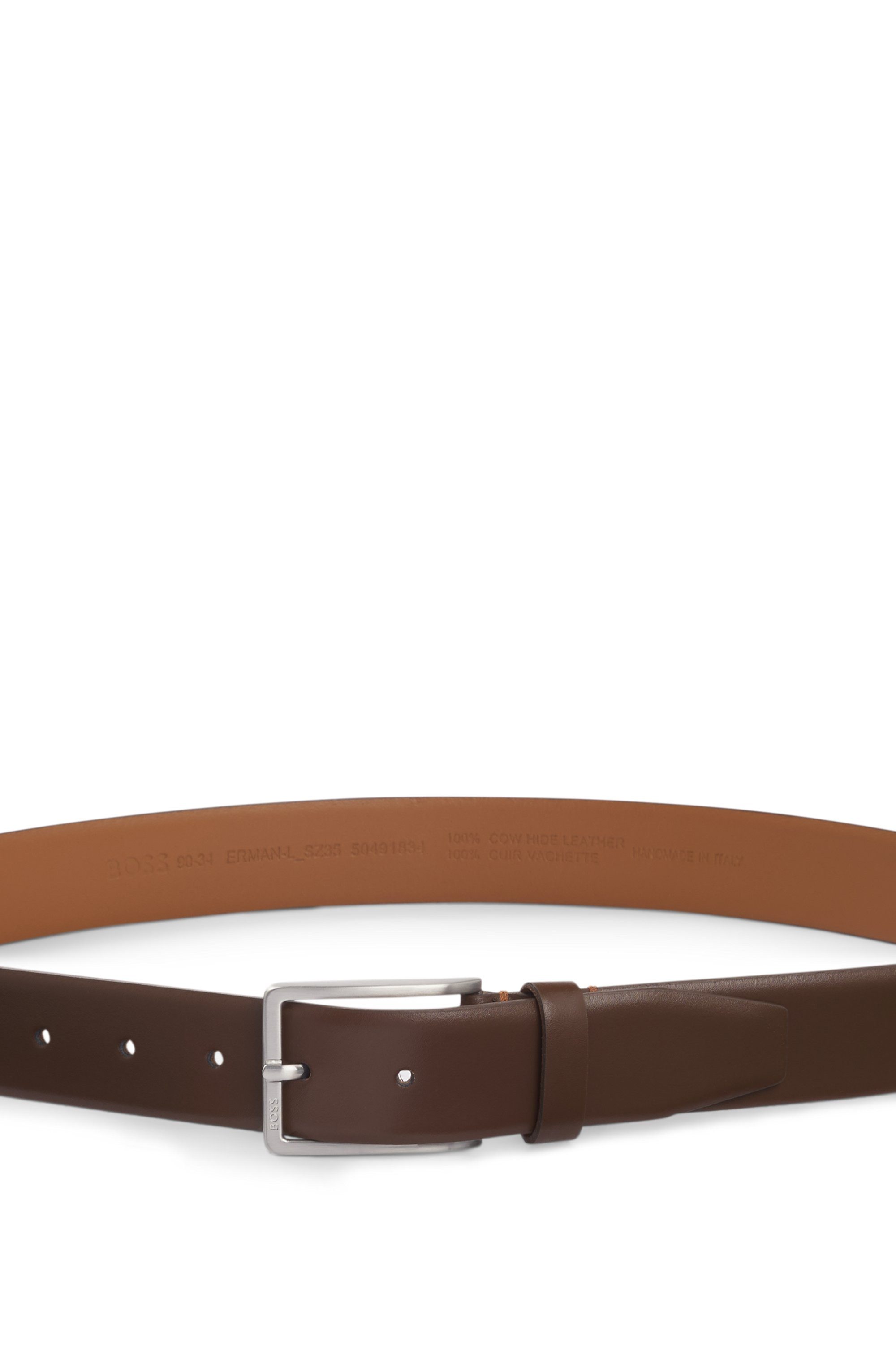 Boss Leren riem Erman-L_Sz35 met subtiele boss-reliëf op de sluiting