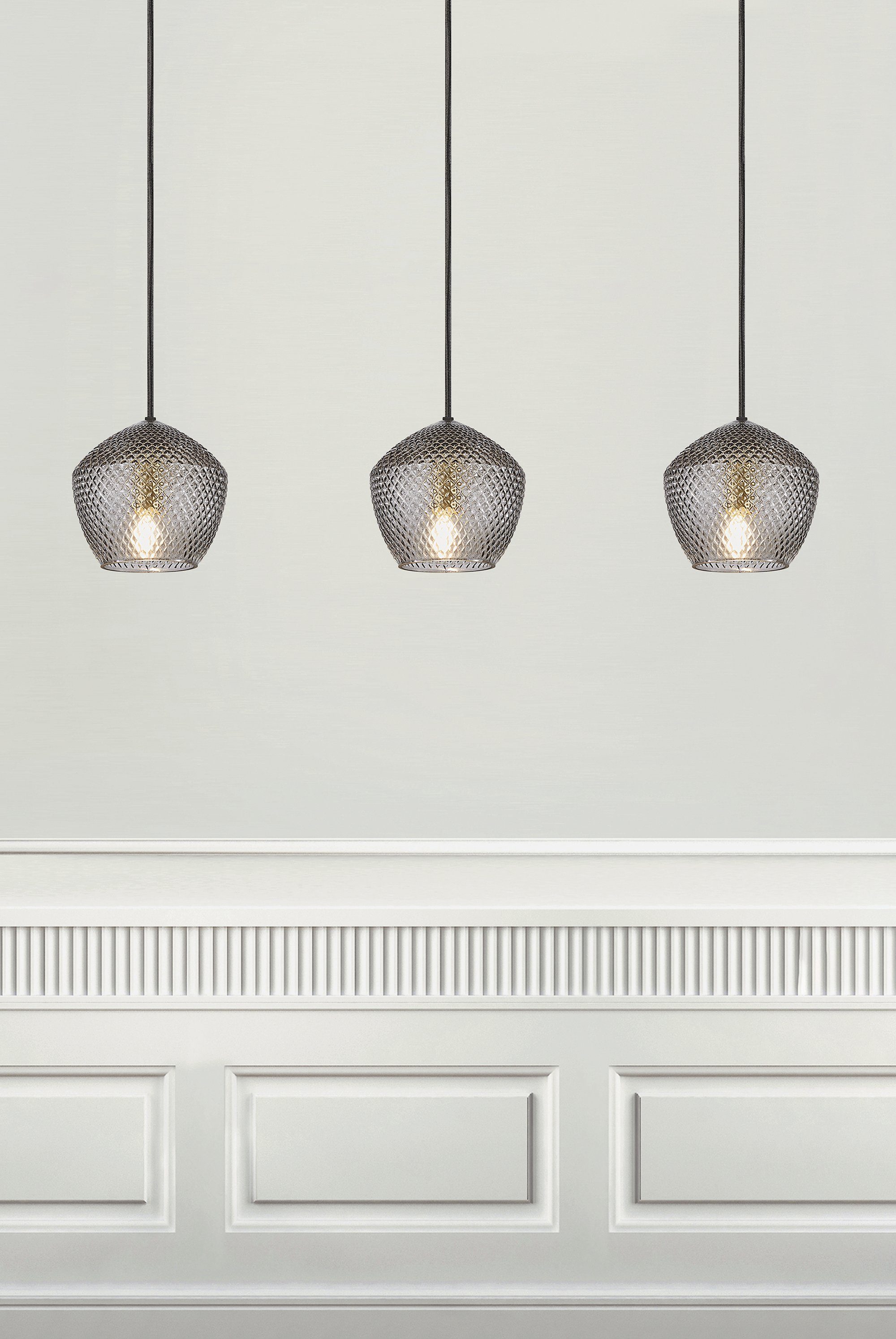 Nordlux Hanglamp ORBIFORM Hanglamp, structuur glas kap, messing applicatie