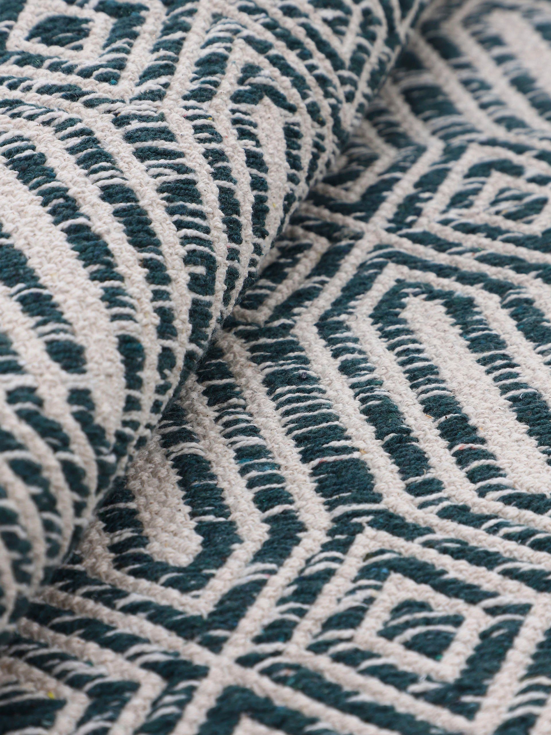 carpetfine Vloerkleed Kelim Oregan Tweezijdig te gebruiken kleed van puur katoen, woonkamer