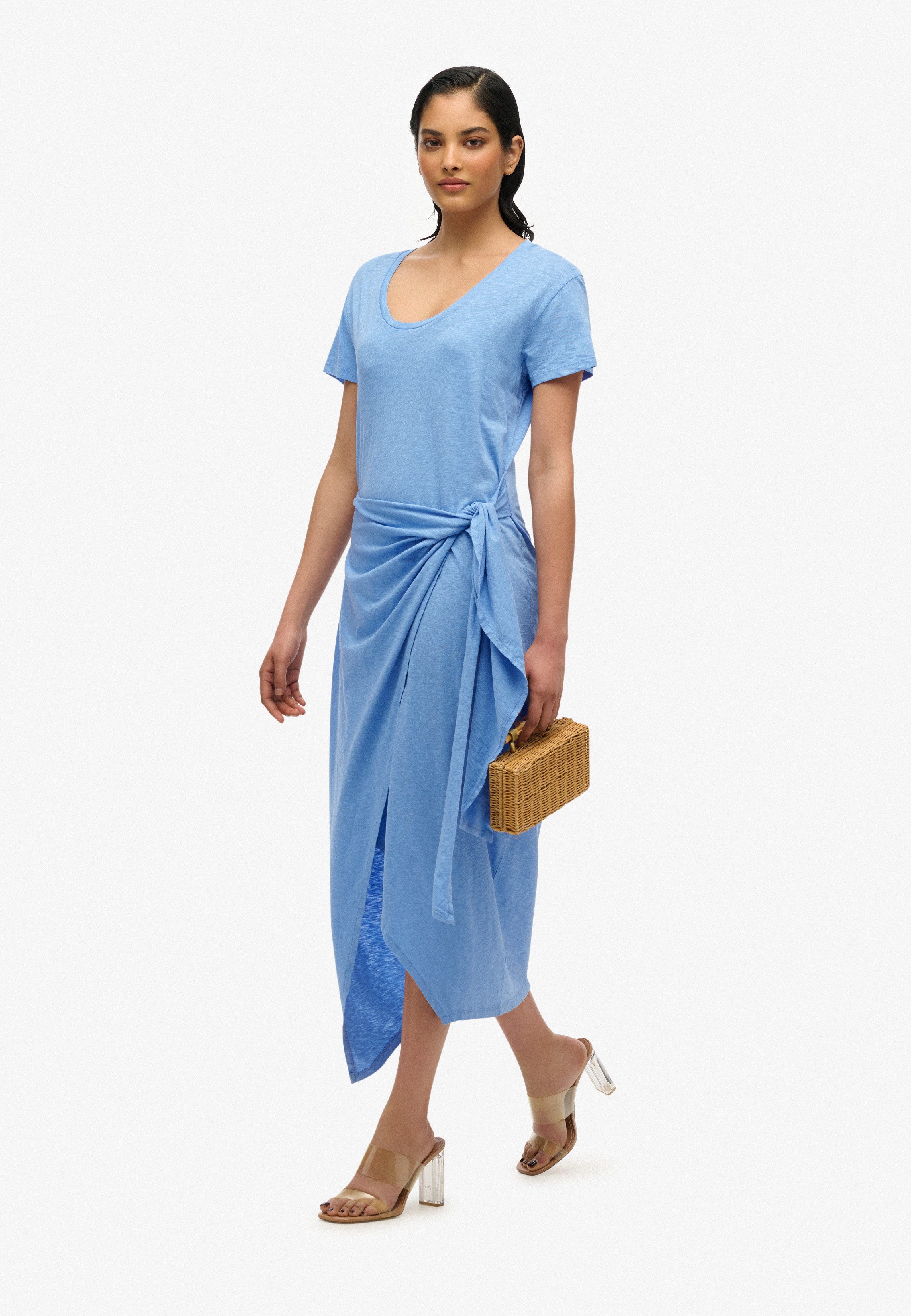Superdry Jerseyjurk SLUB MIDI WRAP DRESS