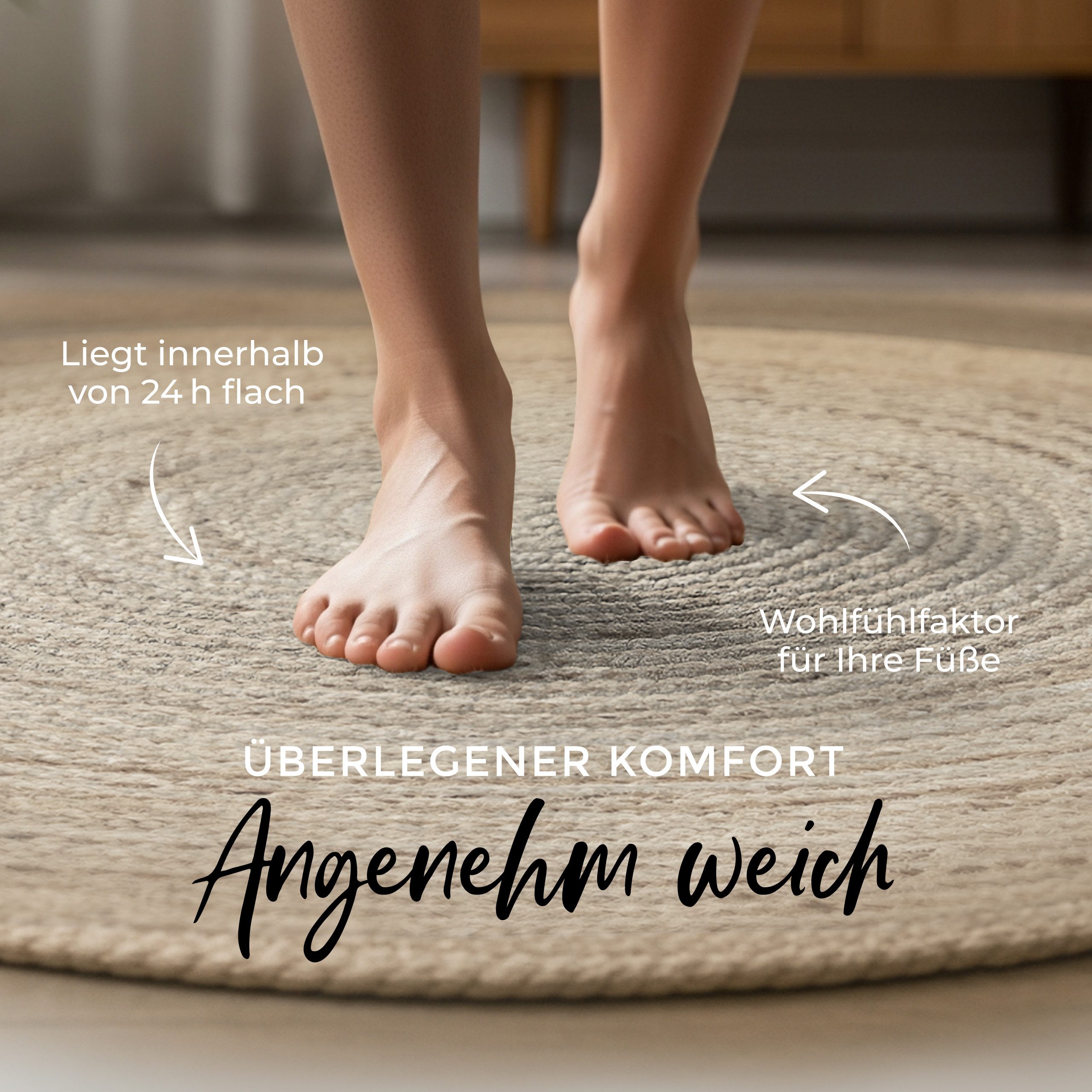 carpetfine Vloerkleed Nele jute-vloerkleed natuurmateriaal gevlochten tweezijdig te gebruiken kleed van 100% jute, in rond en ovaal, vele maten