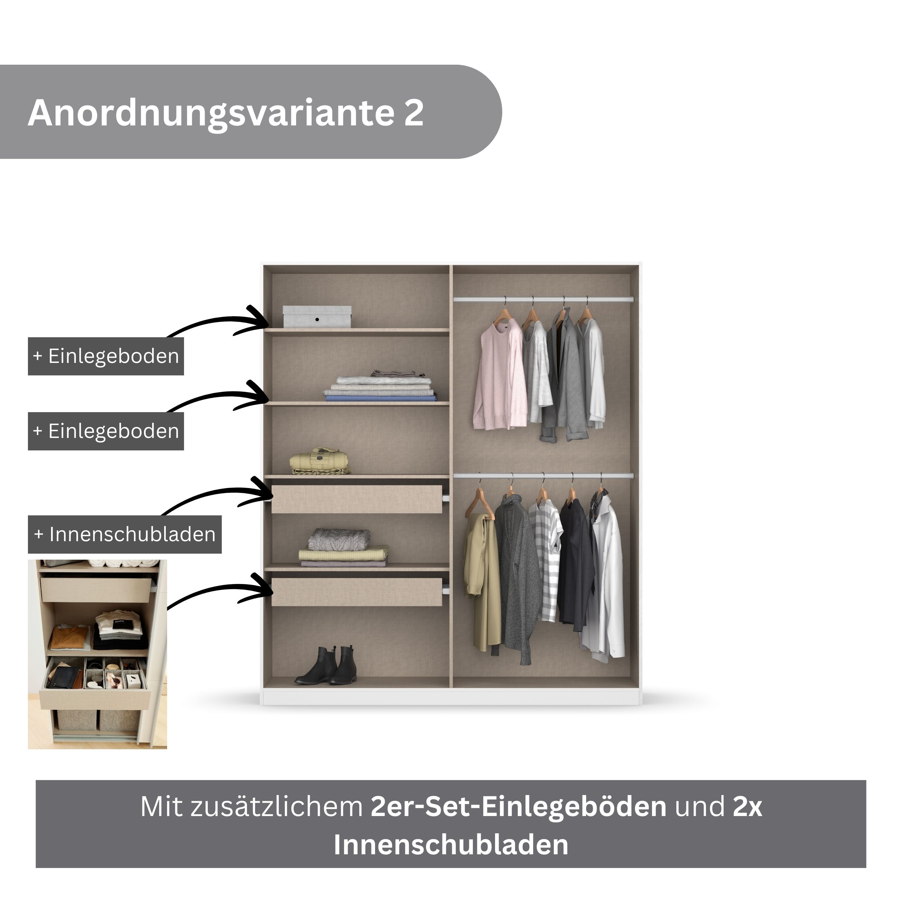 rauch Draaideurkast Koluna Hoogglansfront, inclusief 2 lades en extra planken
