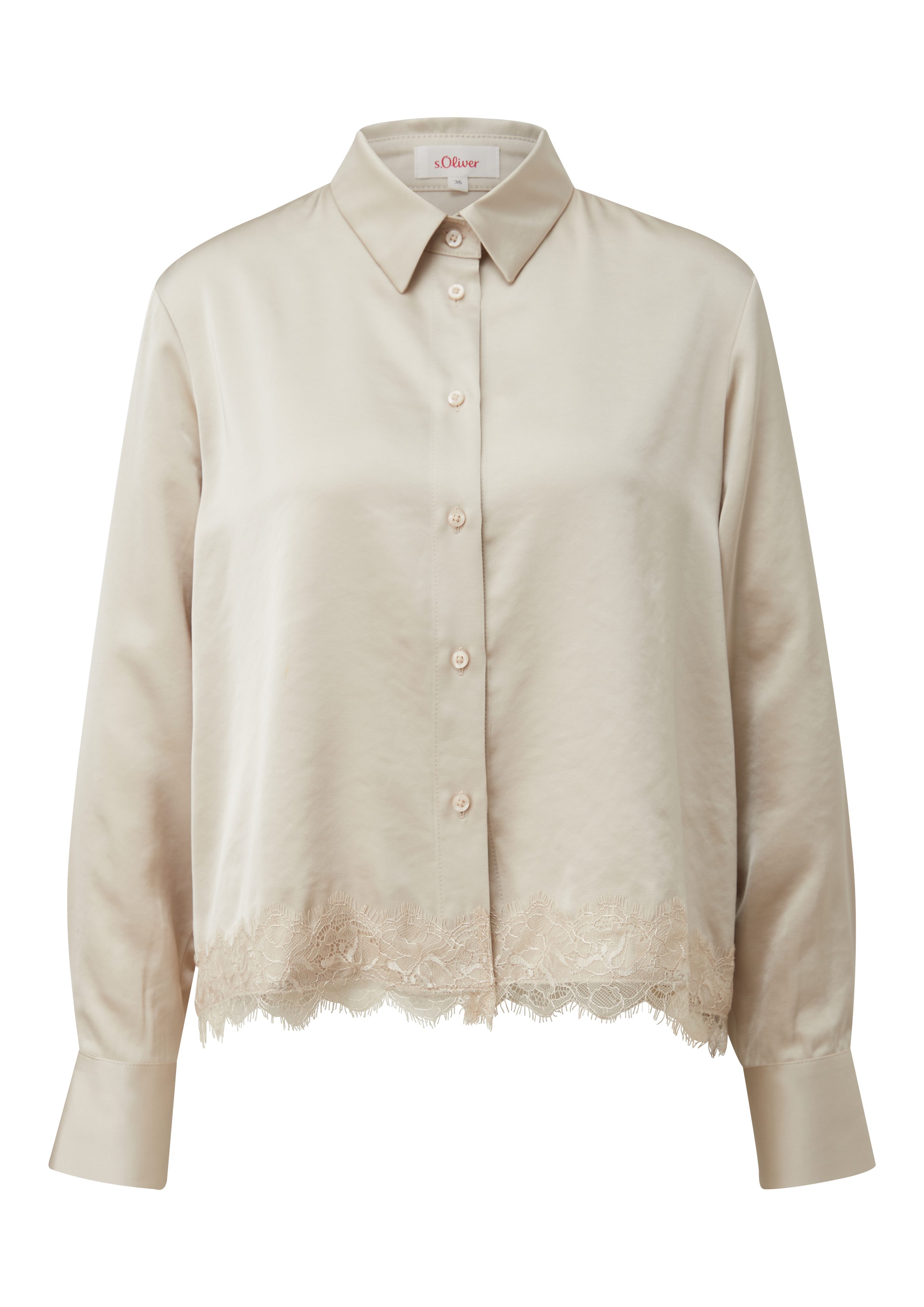 s.Oliver Blouse met lange mouwen met kant bij de zoom