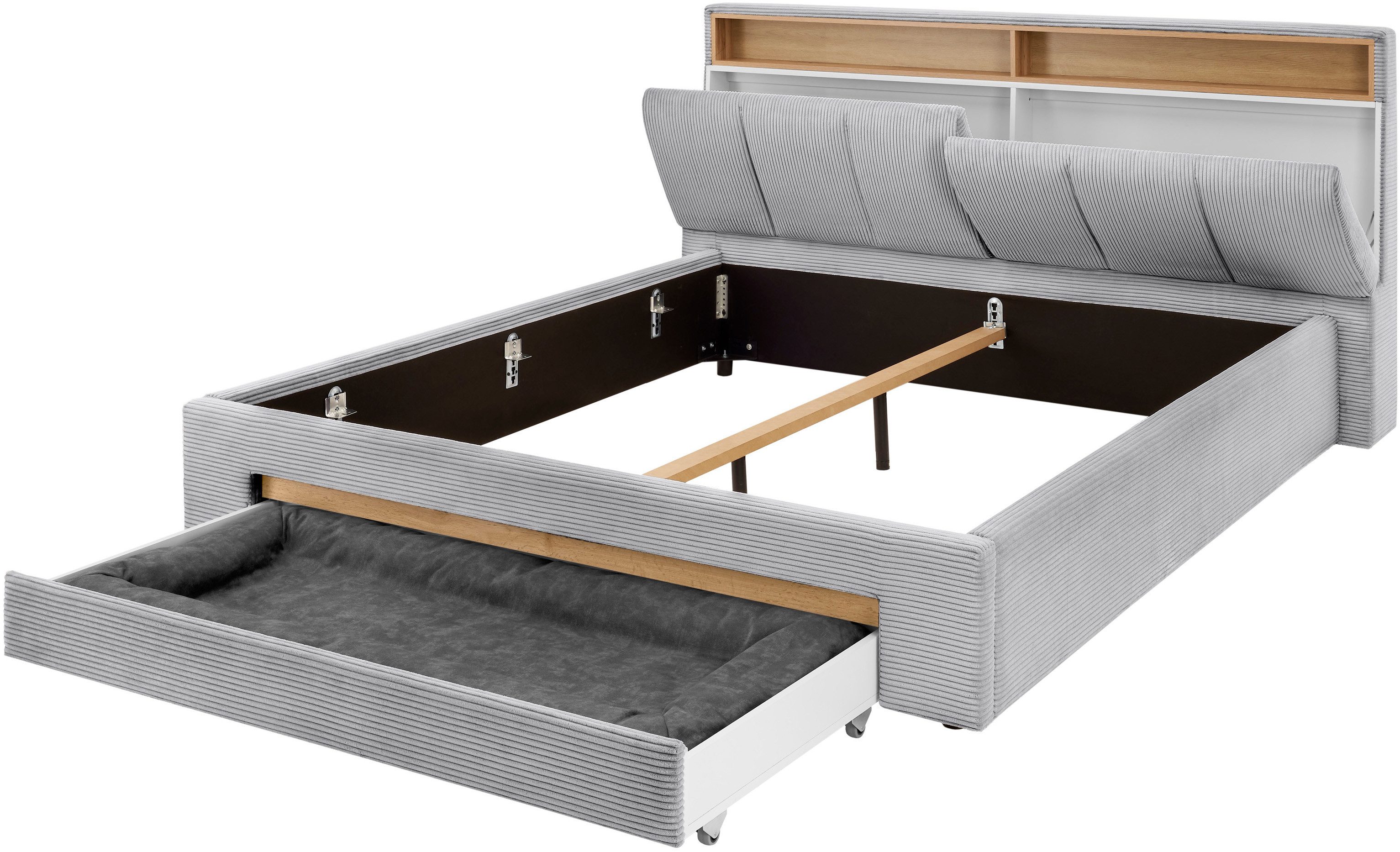 INOSIGN Gestoffeerd bed CiTY/GiRON,, gepolsterd opbergbed, met LED-verlichting Bedkisten met hondenbed of als opbergruimte, opklapbare hoofdeinden