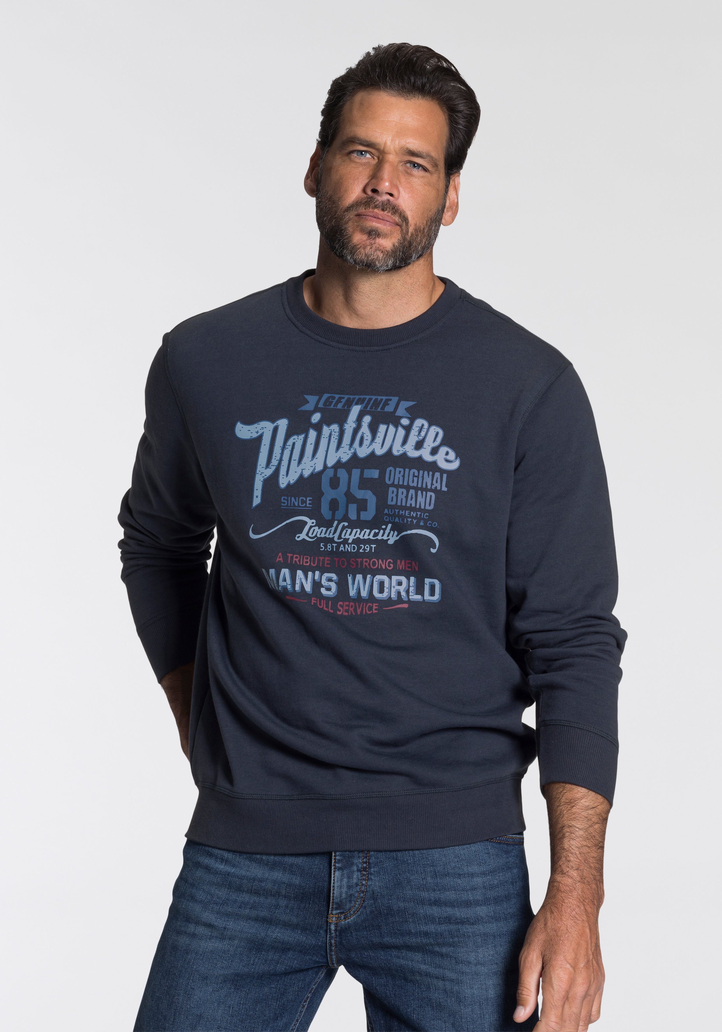 Man's World Sweatshirt Lange mouwen, casual print, ronde hals, van katoenmix