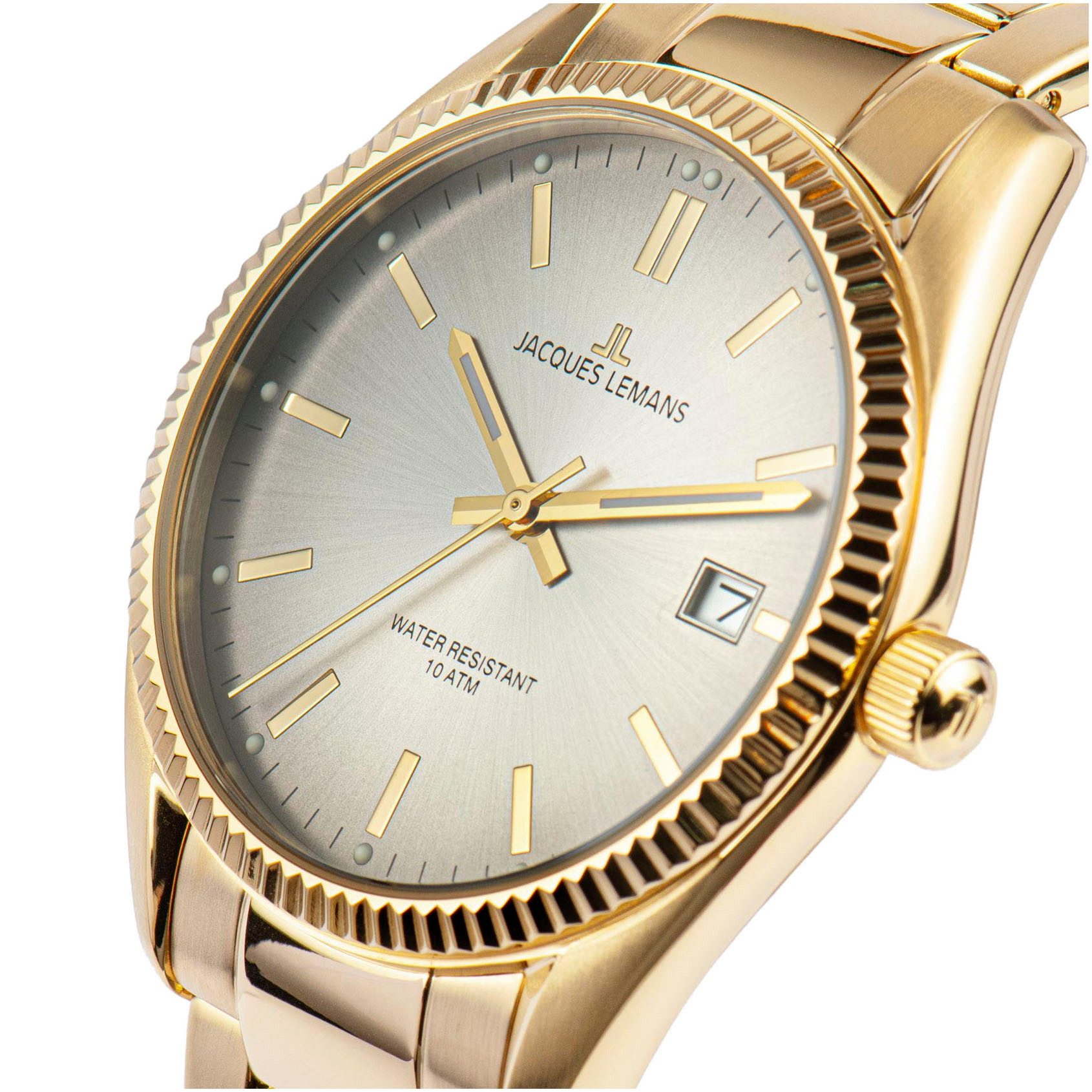 Jacques Lemans Kwartshorloge Derby Horloge, herenhorloge, dameshorloge, roestvrijstalen band, tot 10 bar waterdicht.