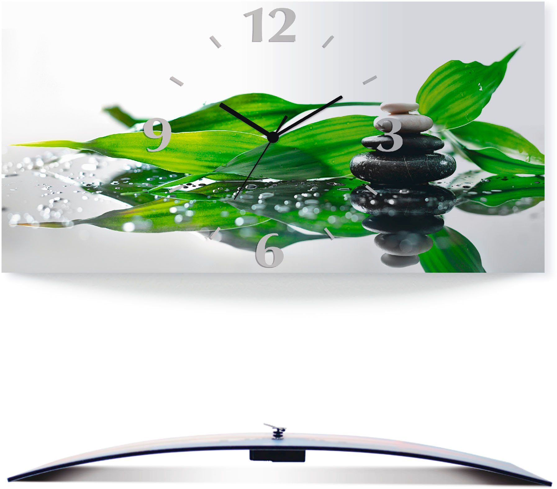 Artland Wandklok Spa met stenen en bamboe 3d-look geschulpt, met kwarts- of radiografisch uurwerk, verschillende maten klokken & wekkers maat 60 cm x