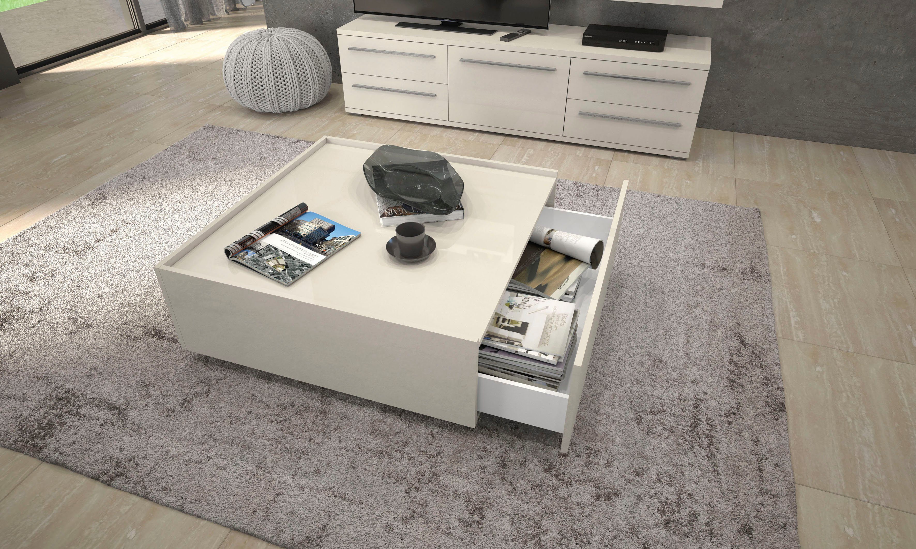 Places of Style Salontafel Piano hoogwaardig uv gelakt, met twee laden inclusief soft-closefunctie