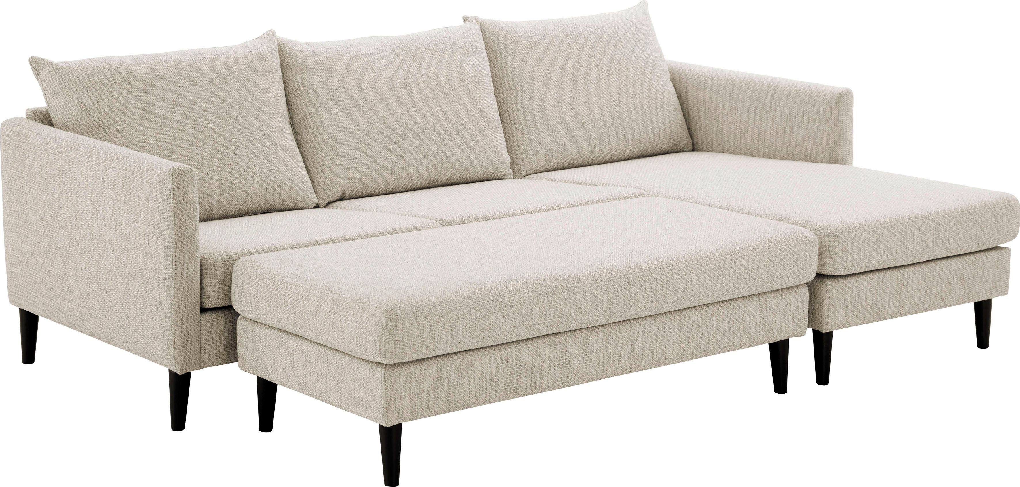 ATLANTIC home collection Hoekbank Rekvik L-vorm met golfvering, ottomane aan beide kanten te monteren