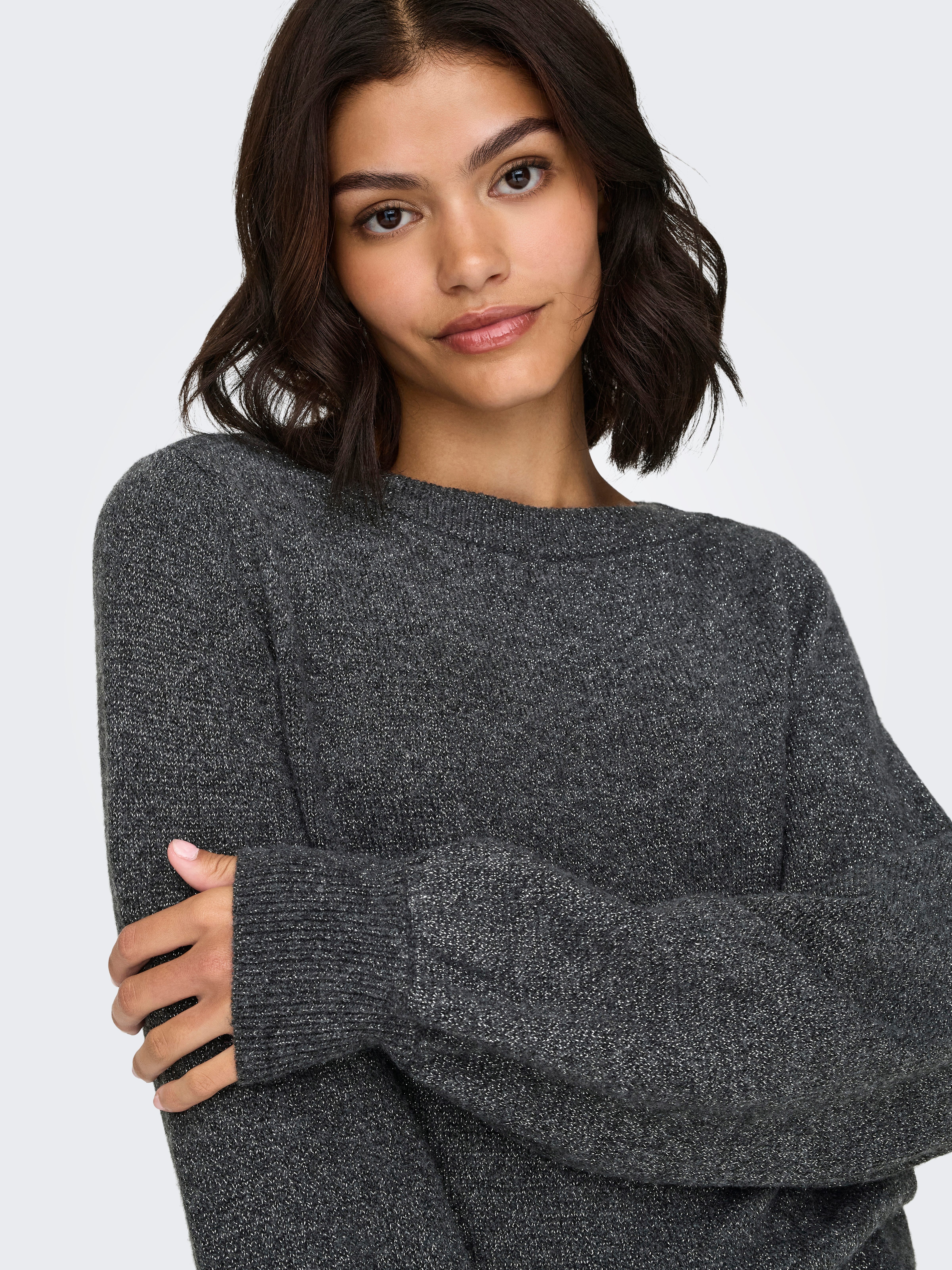 JDY Gebreide trui JDYRUE GLITTER L/S BOAT PULLOVE KNT NOOS