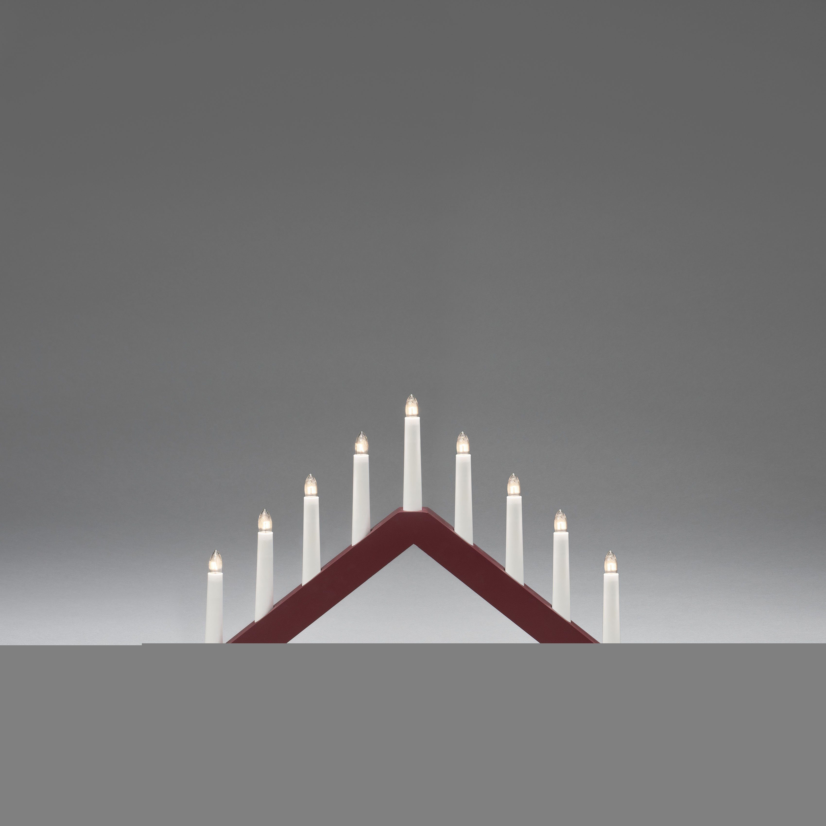 KONSTSMIDE Raamkandelaar Kerstversiering rood Houten lamp, mat donkerrood gelakt, 9 heldere lampen (1 stuk)