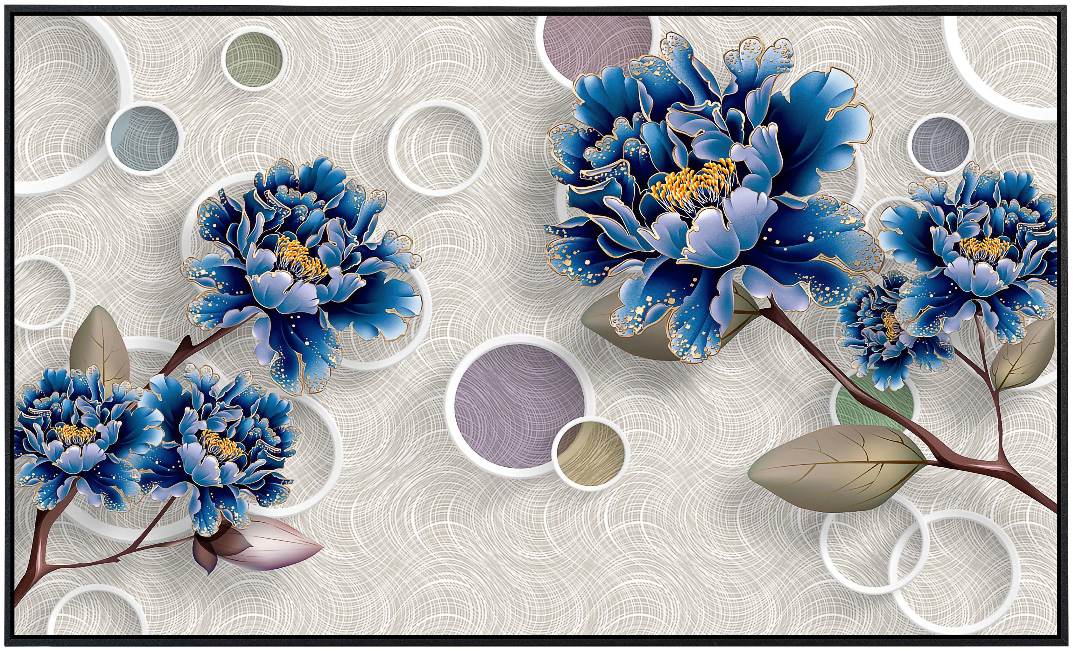 Papermoon Infraroodverwarming Motief met bloemen blauw zeer aangename stralingswarmte