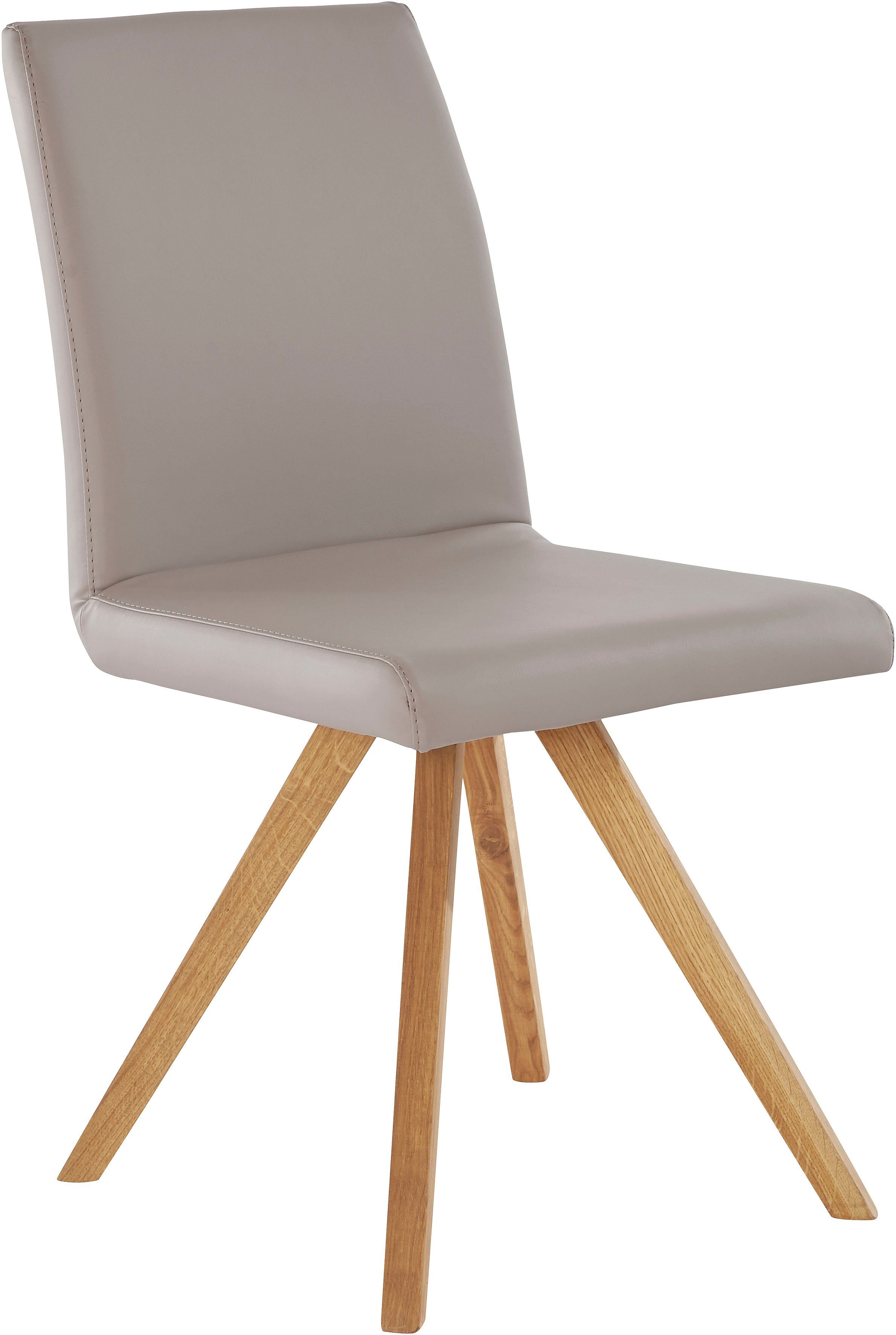 Home affaire Kuipstoel Rio Bekleding van imitatieleer of structuurstof en het frame is geolied eiken (2 stuks)