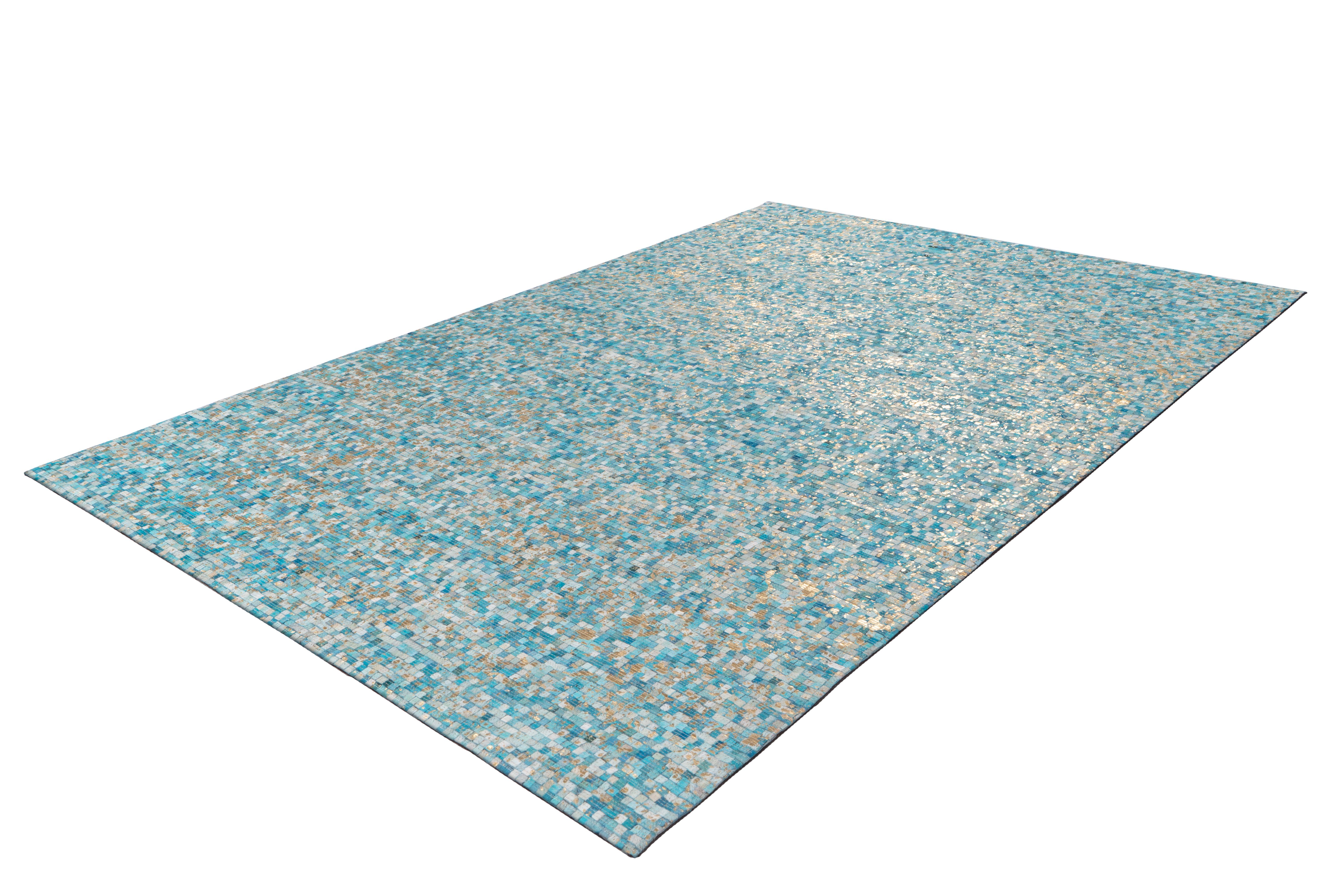 aRTE ESPINA Vloerkleed Finish 100 natuurlijk lederen tapijt, met glanzende metallic kleur, rug van vilt