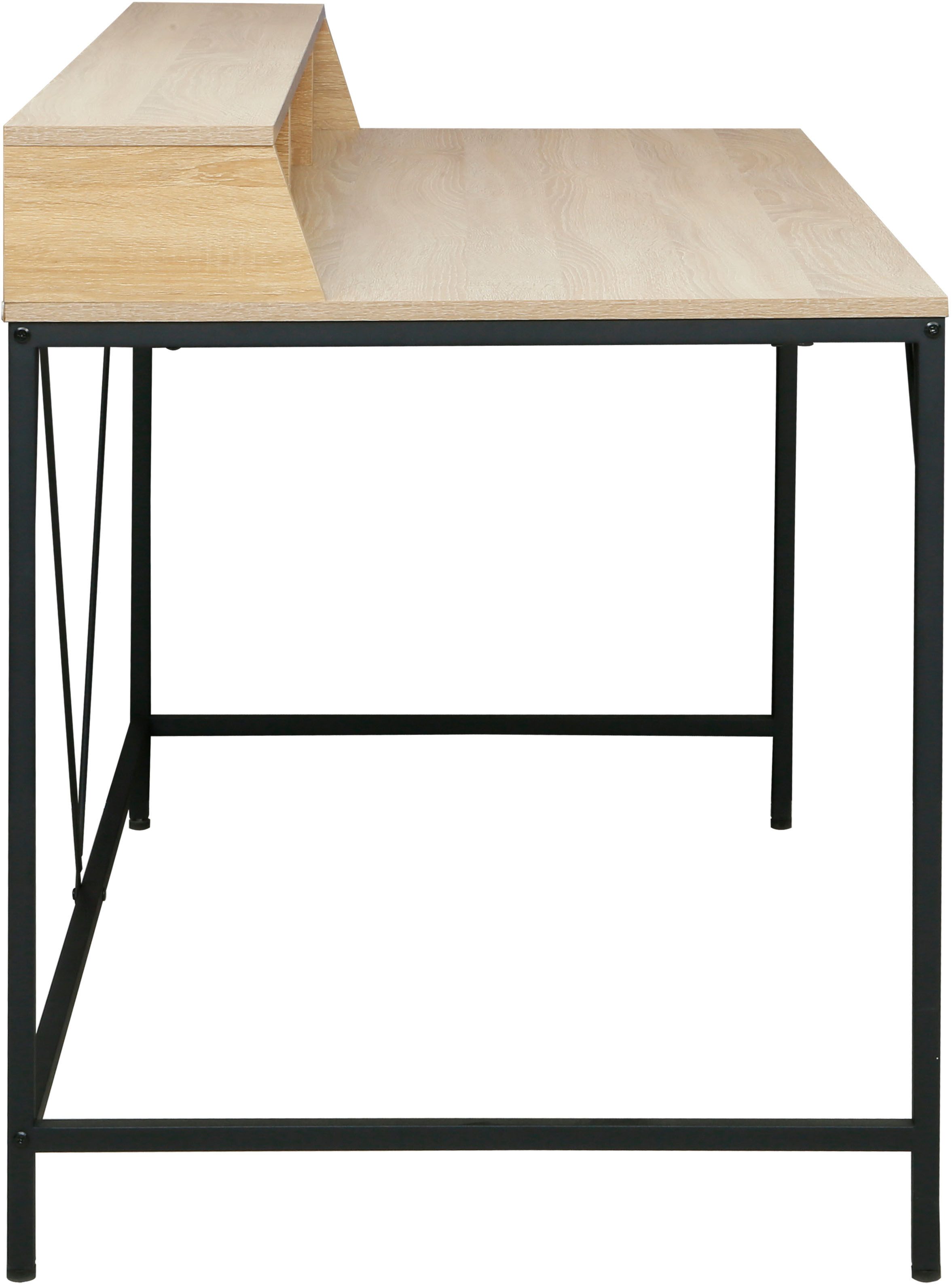 INOSIGN Bureau Endre met monitorsteun, 3 vakken & kabeldoorvoer, metalen frame