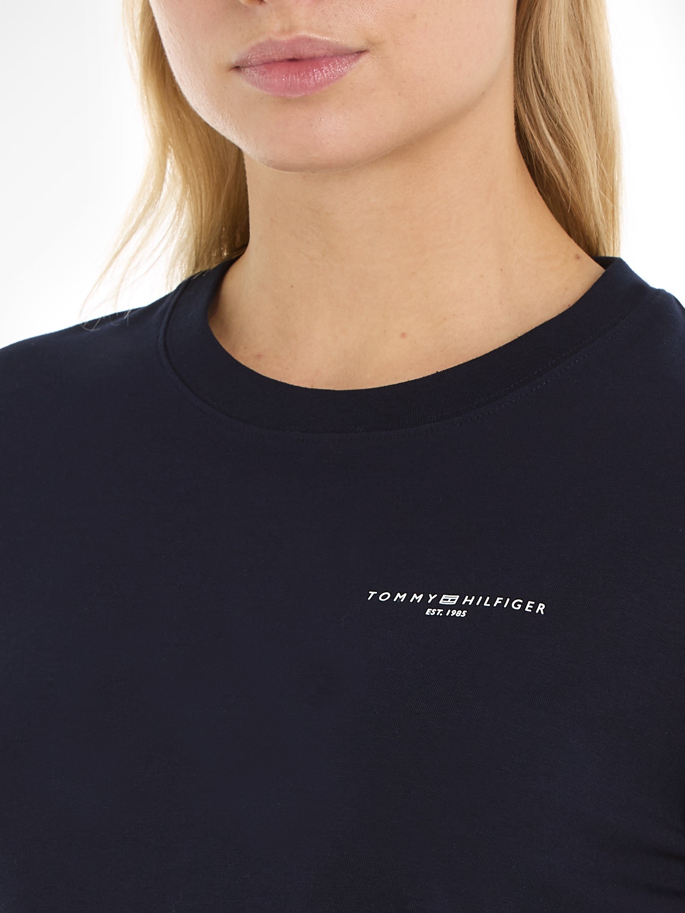 Tommy Hilfiger Shirt met lange mouwen 1985 REG MINI CORP LOGO C-NK LS met logo opschrift op borsthoogte