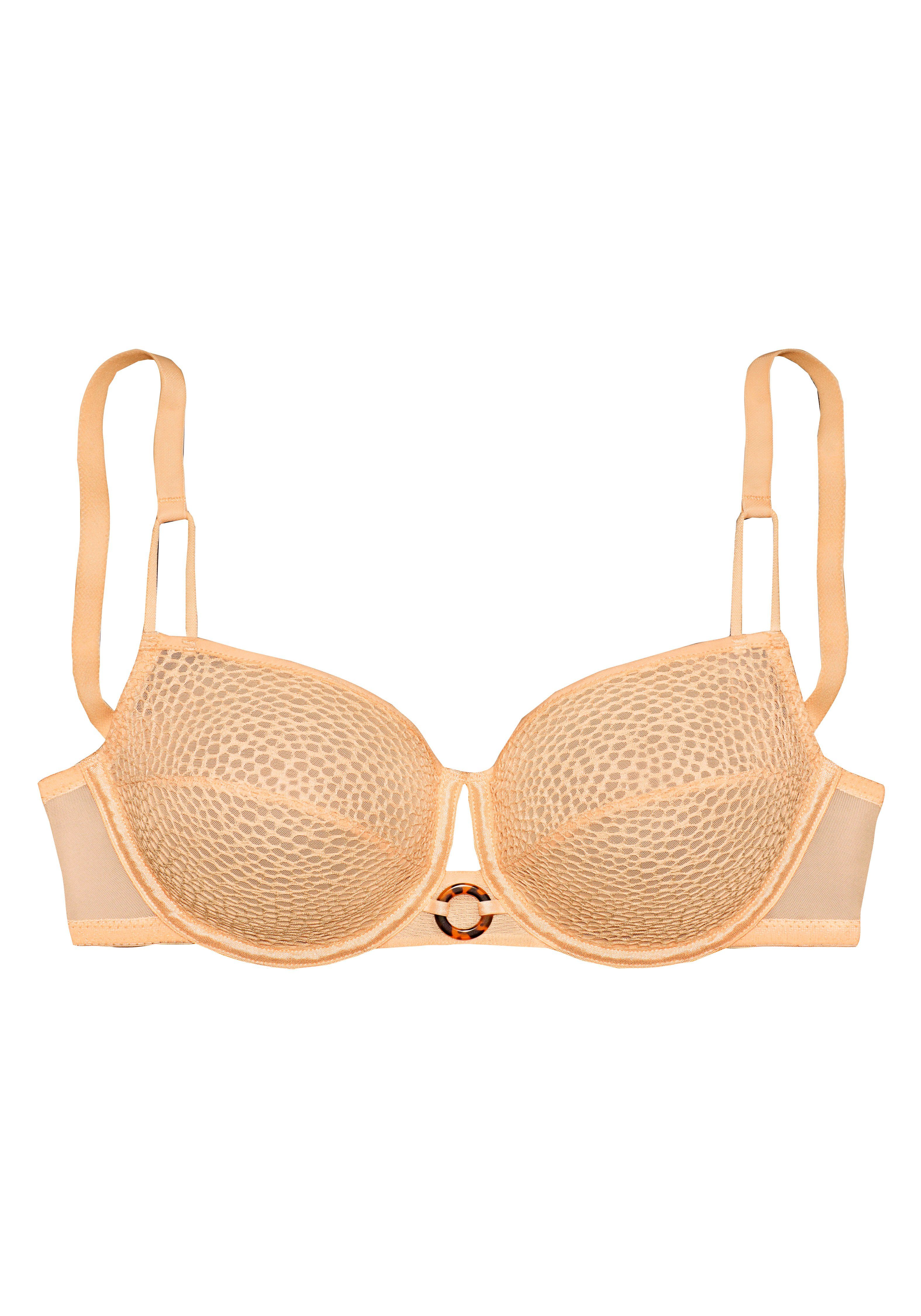 Lascana Beugel-bh met mesh kant in koraal-look en elegante ring accessoire lingerie