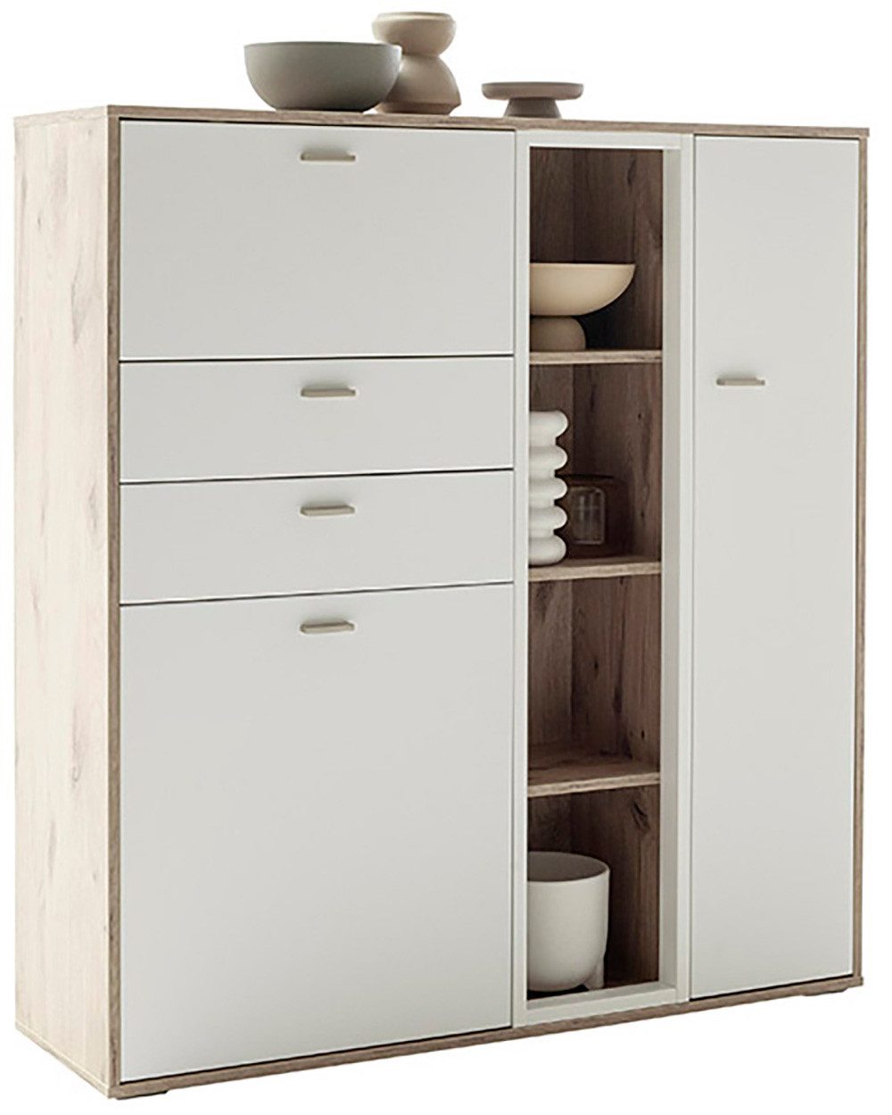 MCA furniture Highboard SANTERNO met 2 deuren, 2 lades, gedempt, 1 klep, 4 vakken, breedte 124 cm