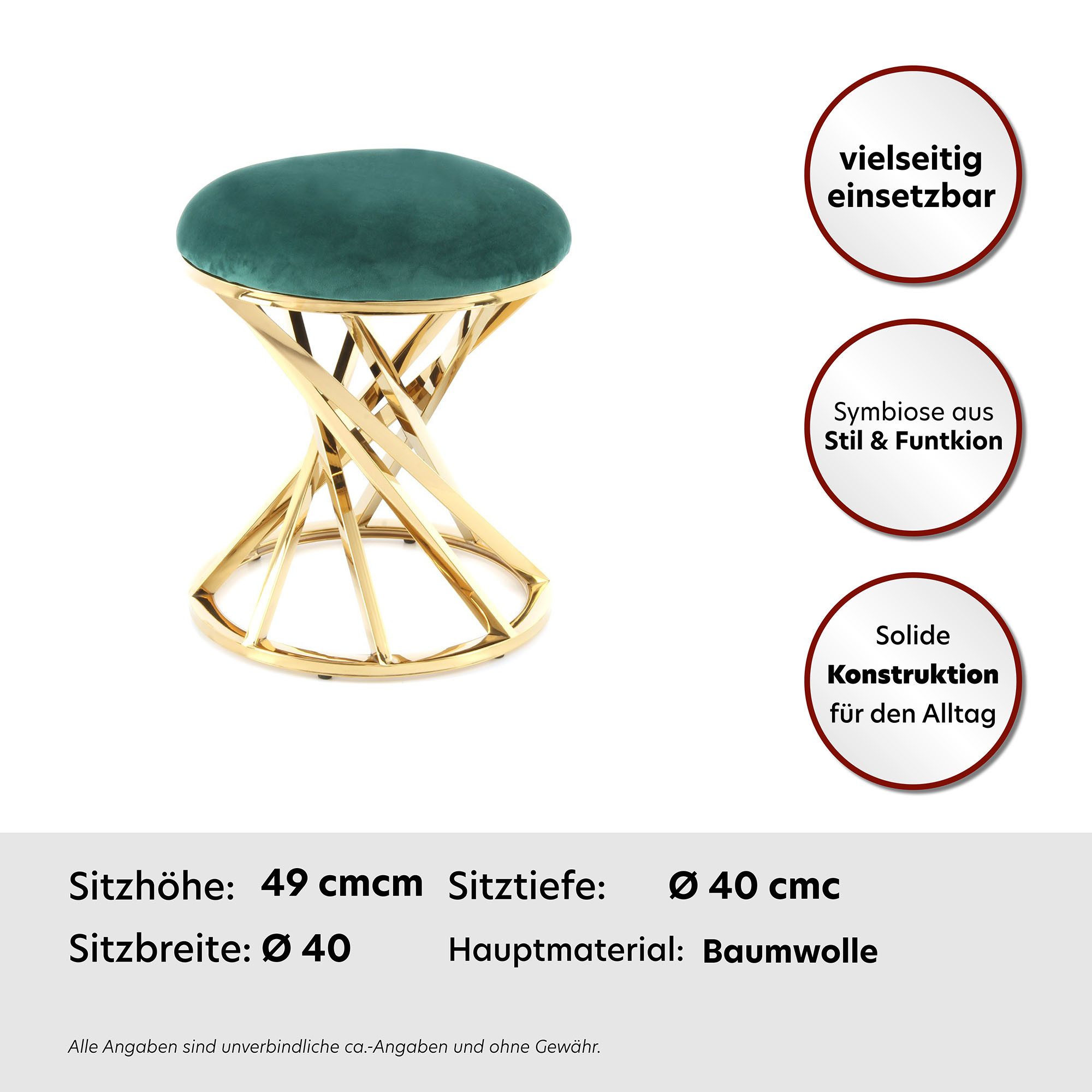 Kayoom Zithocker Kruk Wesley 325, zitpouf in elegant ontwerp, frame van metaal (1 stuk)