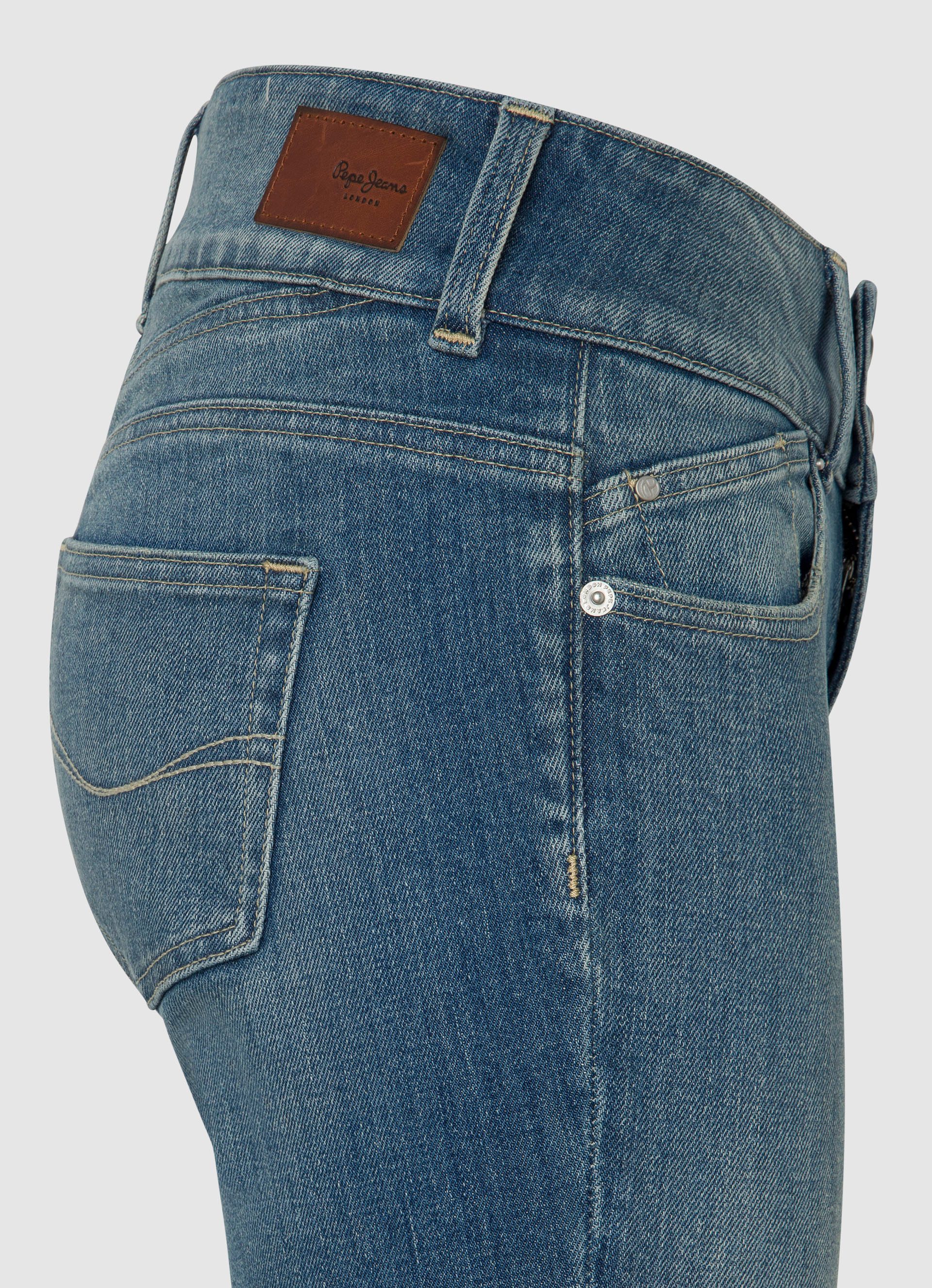 Pepe Jeans Slim fit jeans SLIM JEANS MW met extra brede tailleband met dubbele knoopsluiting